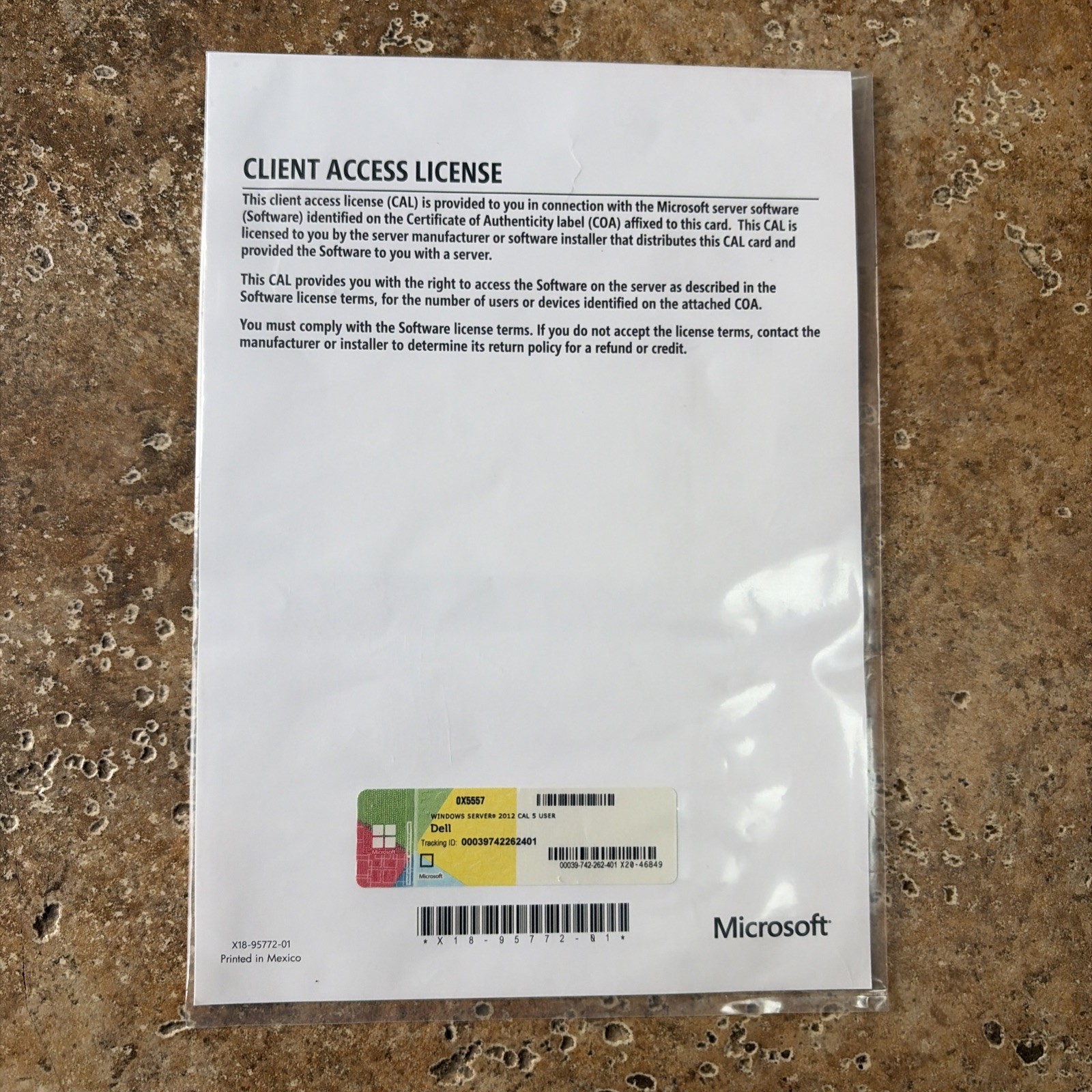 Microsoft Window Server Cal 2012 English 1pk DSP 5CLT User CAL – 1 Pack