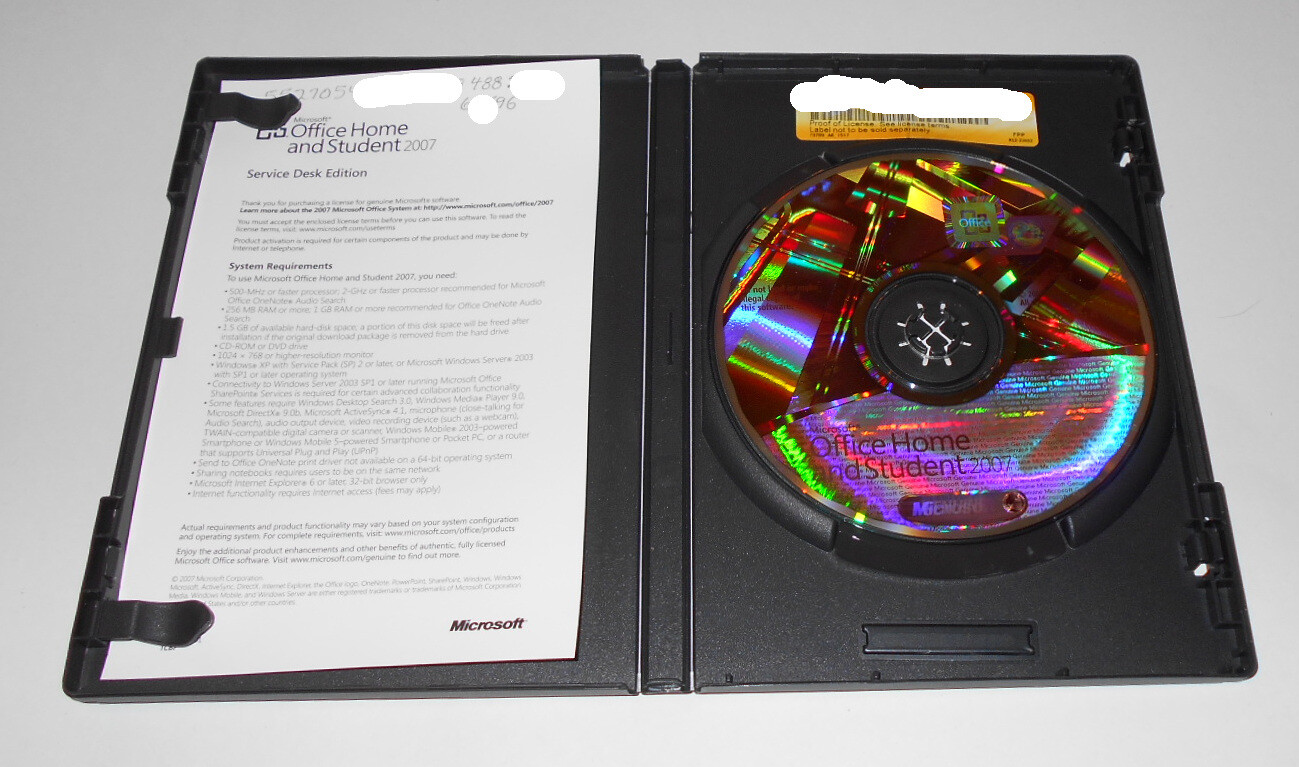 MS Microsoft Office 2007 Home and Student Full English Version With Key Code