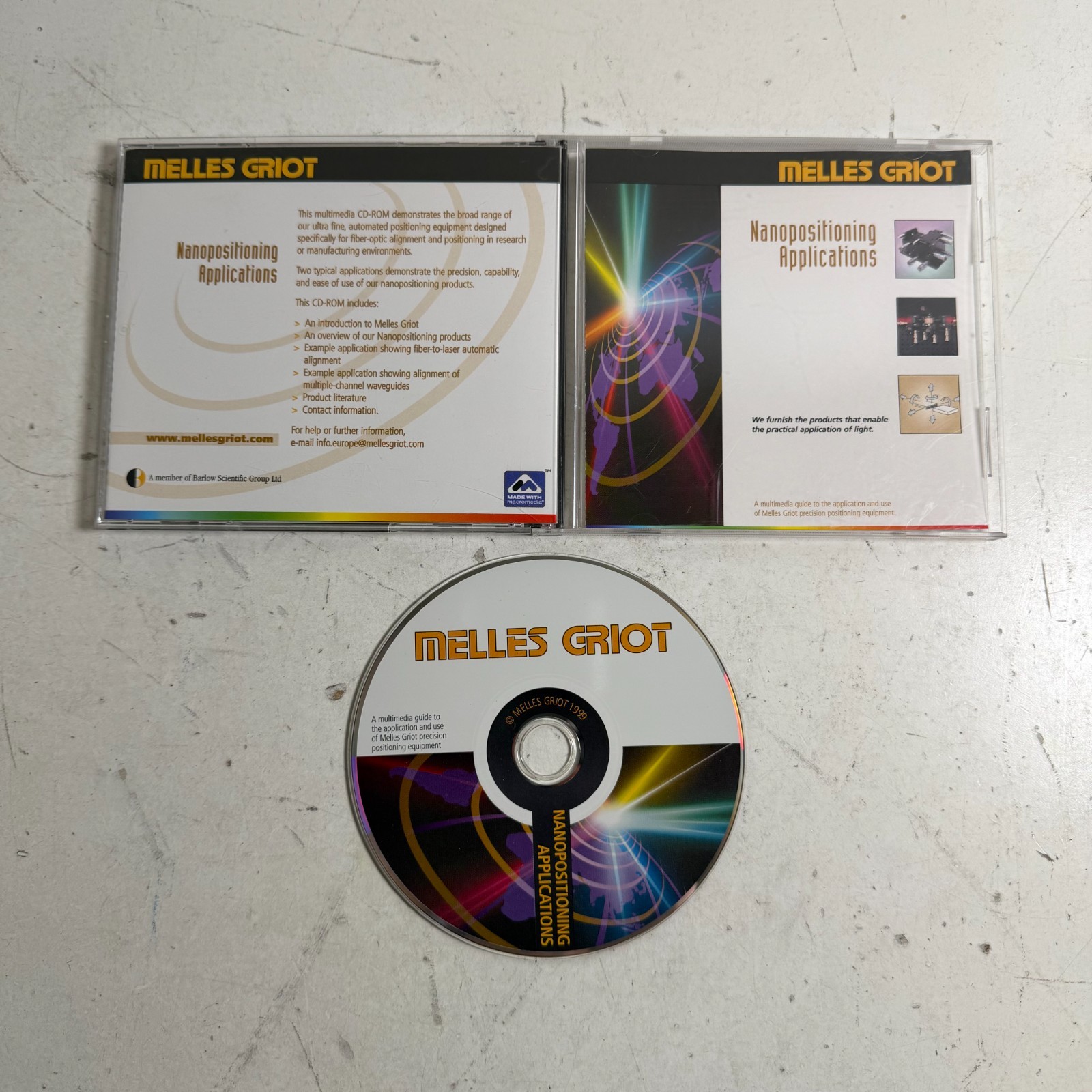 Melles Griot Nanopositioning Applications (CD, 1999) Software For Windows 95