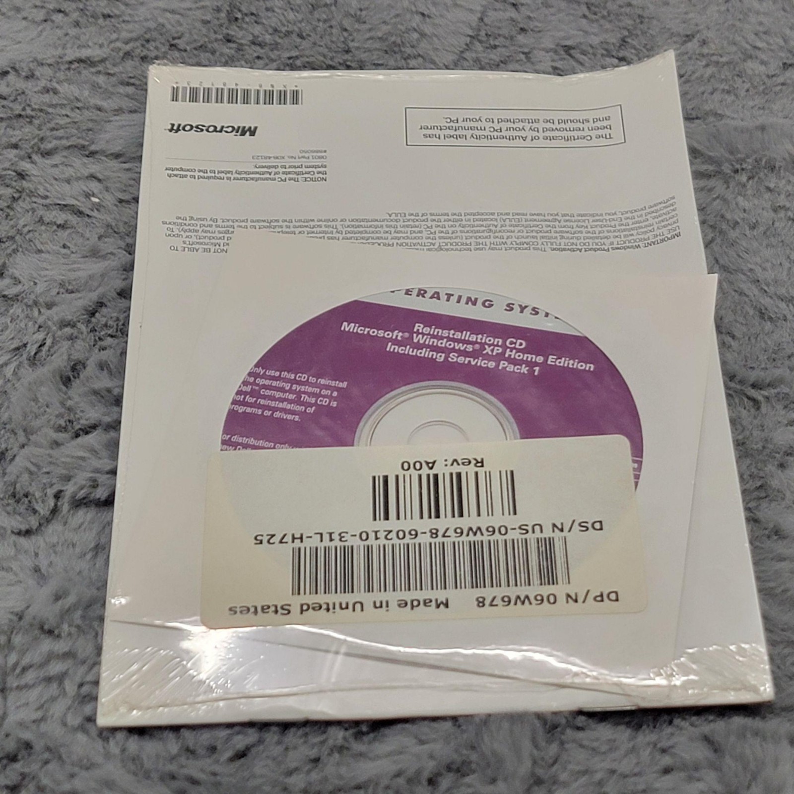 2002 Microsoft Windows XP Home Reinstallation CD Dell OEM SP1 OS