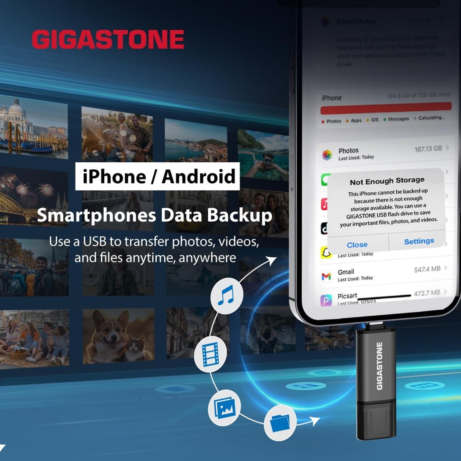 GIGASTONE 16GB Dual Flash Drive, Z40 USB 3.2 Gen 1, 2-in-1 Type-A & Type-C, 1…