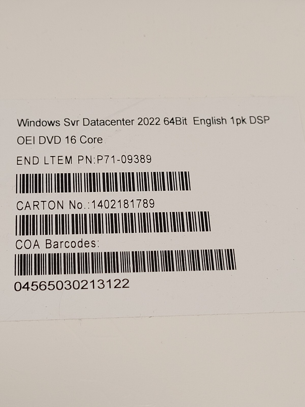 Microsoft Windows Server svr Datacenter 64-bit 16 Core License 1PK DSP OEI DVD