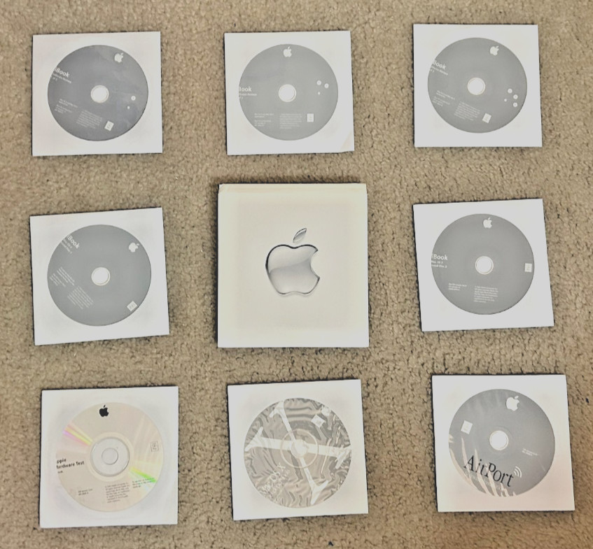 Vintage Apple iBook Software Restore Install Discs Lot – 8 Disks & Case OS X