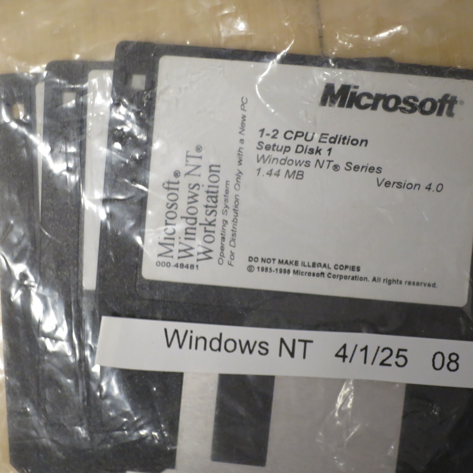Microsoft Windows NT 4.0 Workstation 1-2 CPU 3.5 in. Floppy Setup Disk Set – 08