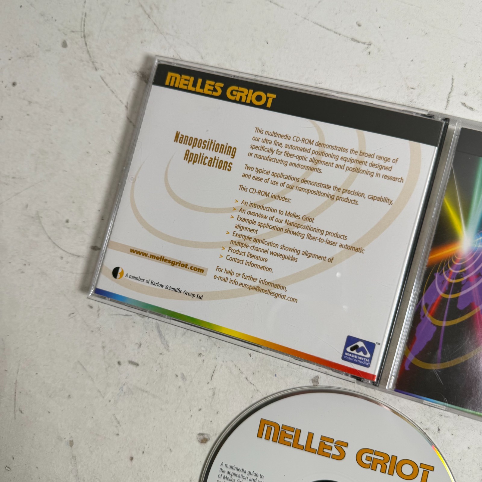 Melles Griot Nanopositioning Applications (CD, 1999) Software For Windows 95