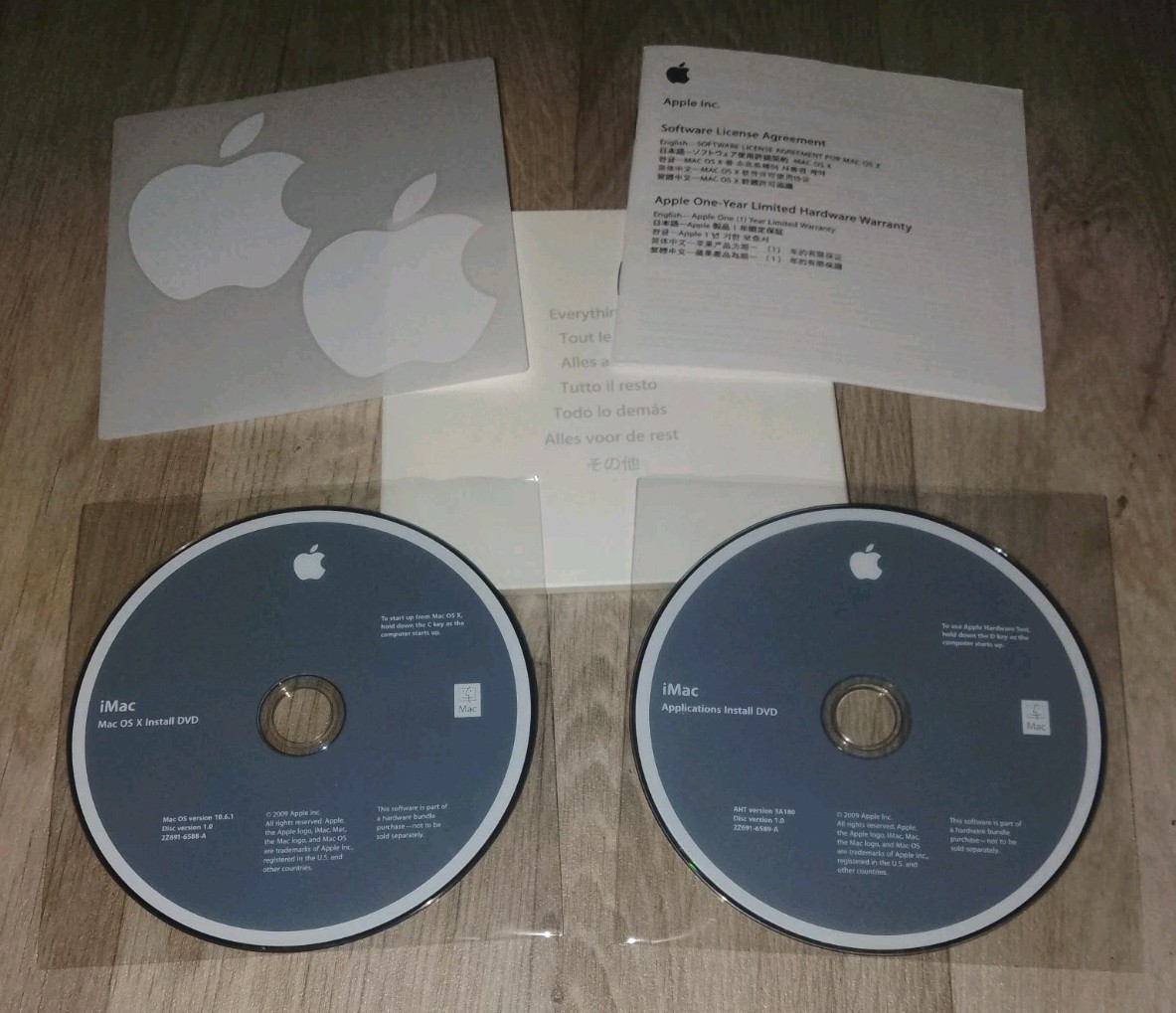 Apple Mac OS X 10.6.1 DVDs 2Z691-6588-A 2Z691-6589-A iMac 21.5′′ Late 2009 A1311