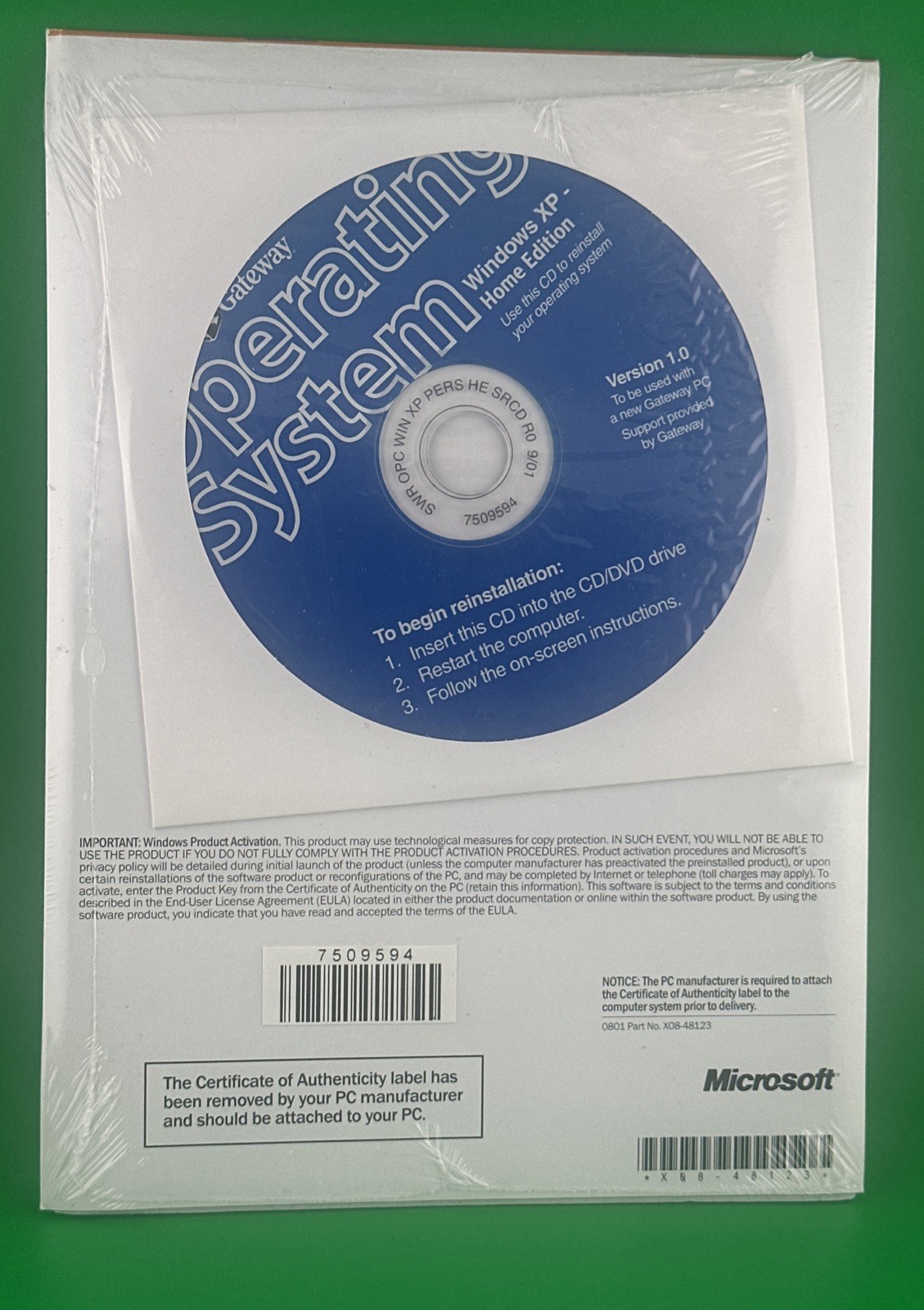 Microsoft Windows XP Home Edition (PC, 2002) Gateway Computer Sealed