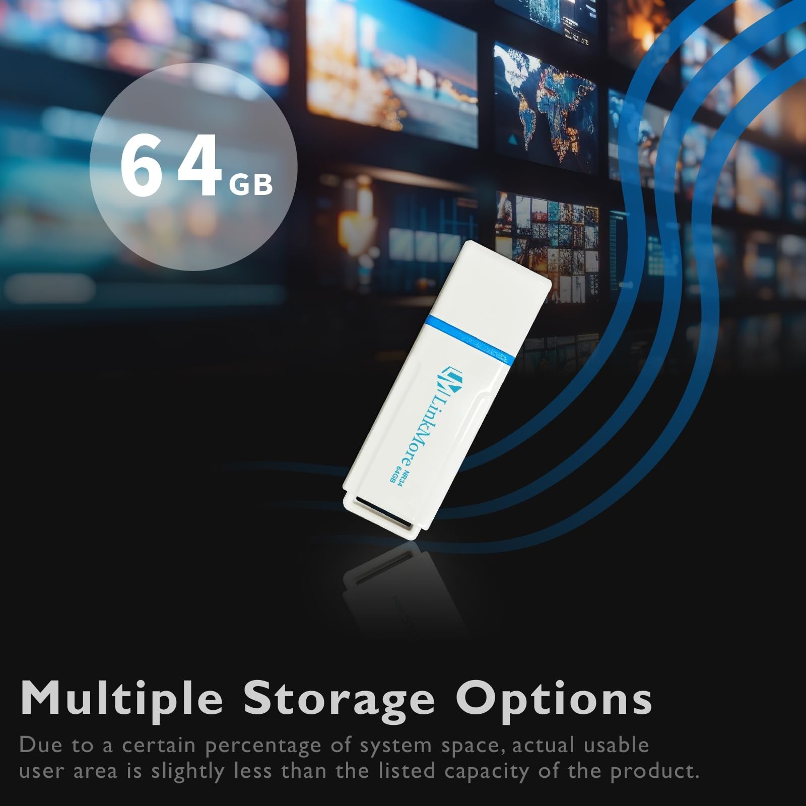 LinkMore 64GB NR34 USB3.2 USB 3.1Flash Drive, Read Speed up to 120MB/s, Write…