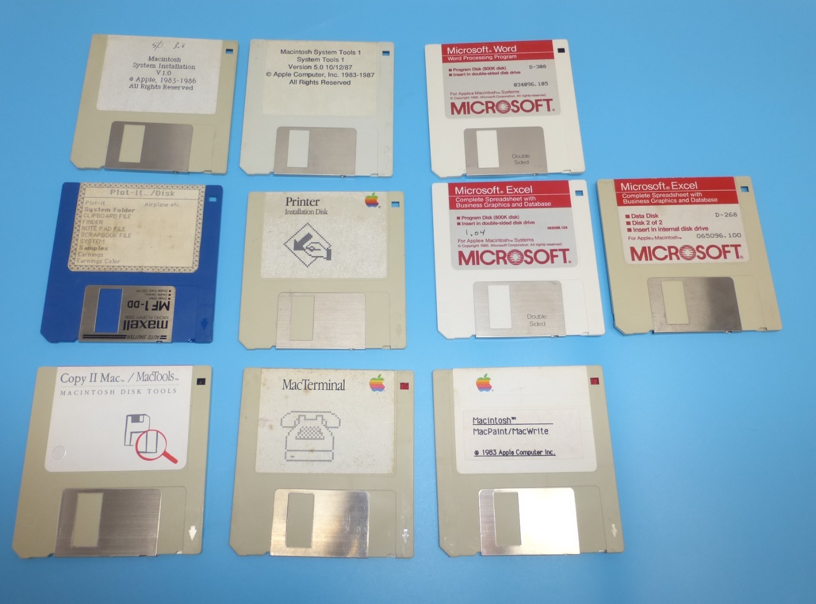 Vintage Apple Macintosh Software Disk Lot of 10 Tested Mac Microsoft Excel/Word