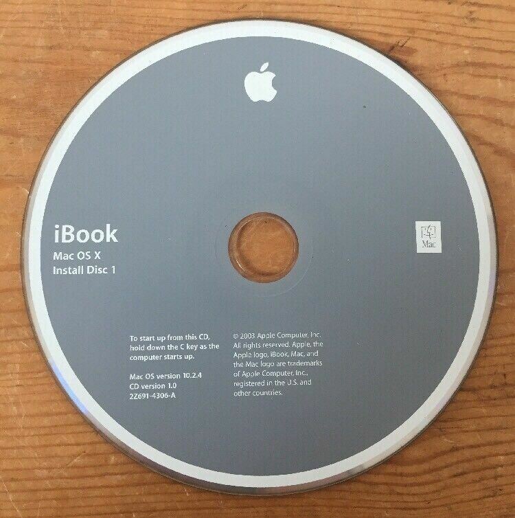 2003 Macintosh iBook Mac OS X 10.2.4 Jaguar Discs Operating System Install CDs