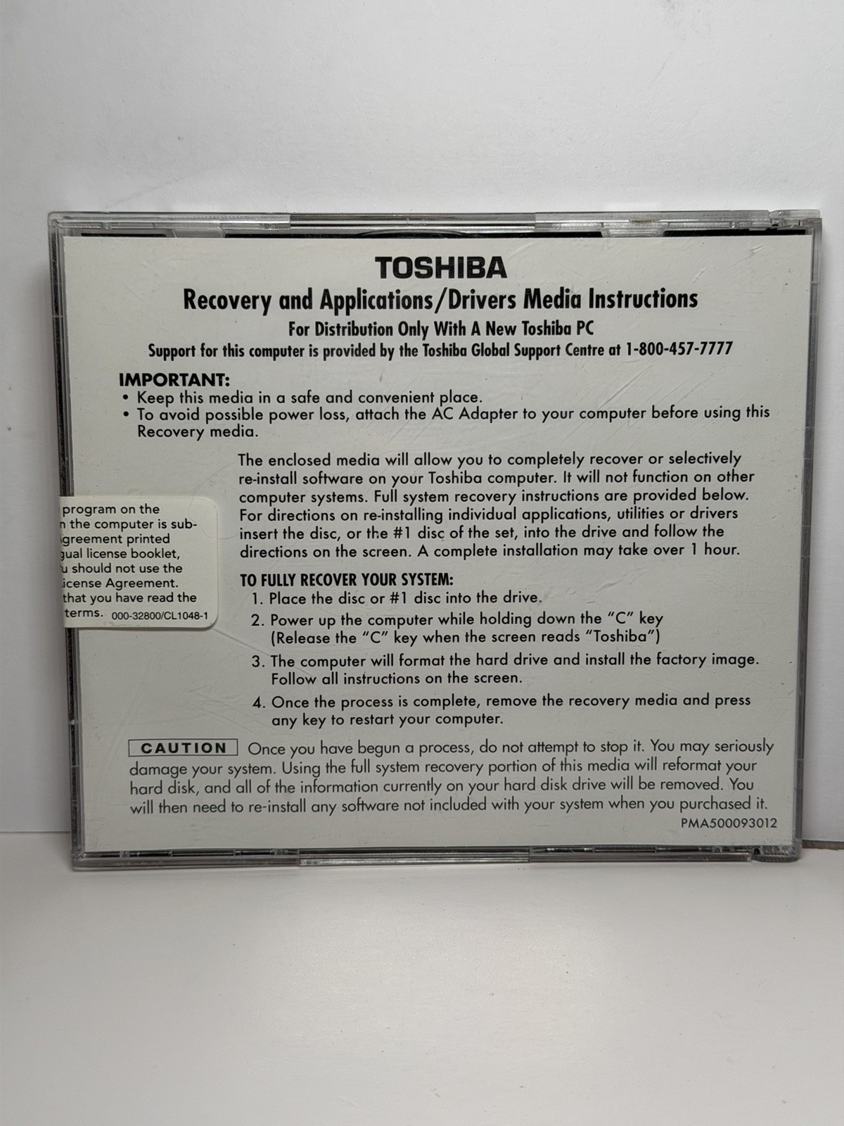 Toshiba Recovery and Applications Drivers Satellite A130 A135 Series 2 Disc