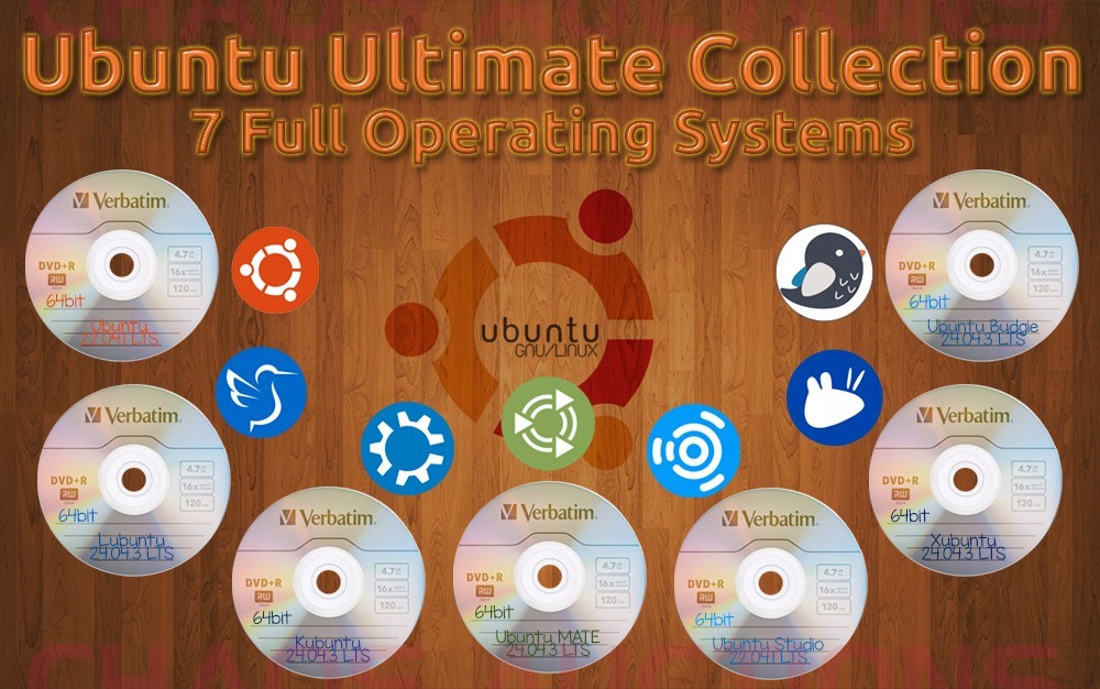 UBUNTU ULTIMATE COLLECTION 9 Full Operating Systems + OpenOffice