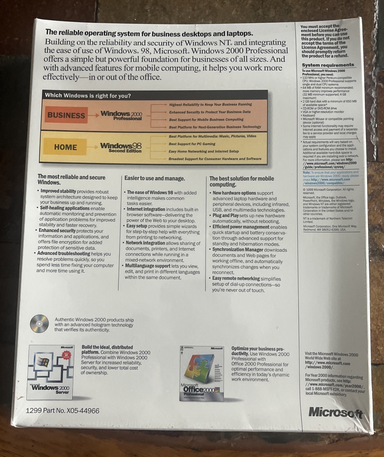 Microsoft 2000 Professional (Retail (License + Media)) (1 User/s) – Full Version