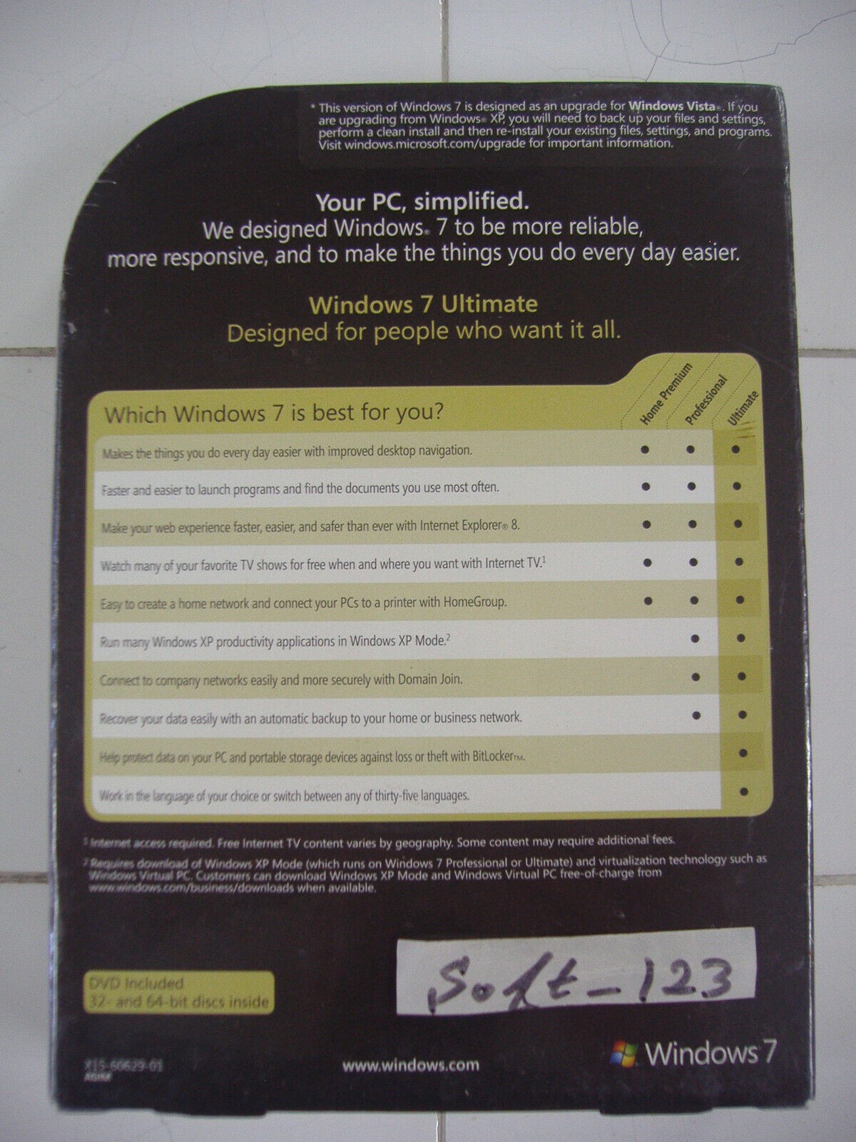Microsoft Windows 7 Ultimate Full 32 & 64 Bit DVDs MS WIN =SEALED RETAIL BOX=