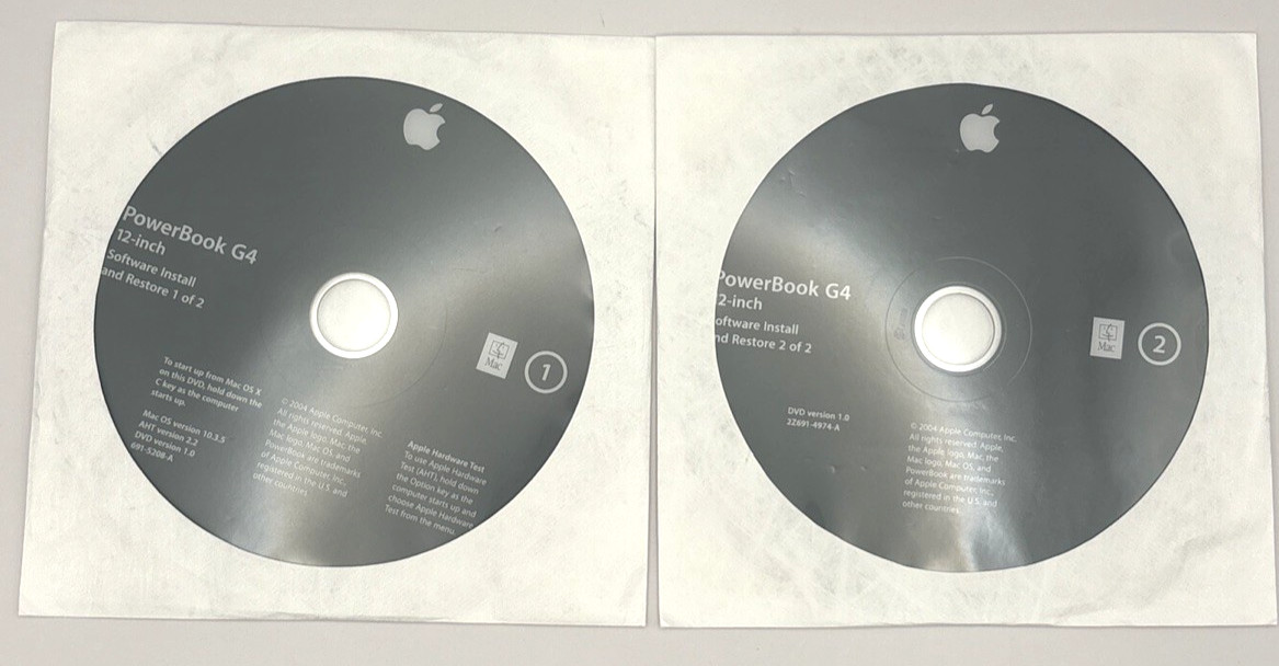 Apple PowerBook G4 12-inch Software Install and Restore DVD