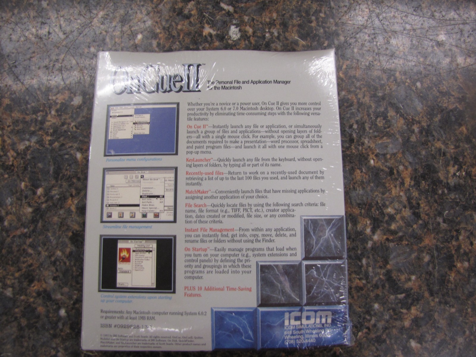 NEW SEALED- ON CUE II -Personal File & Application Manager for MACINTOSH -HM1
