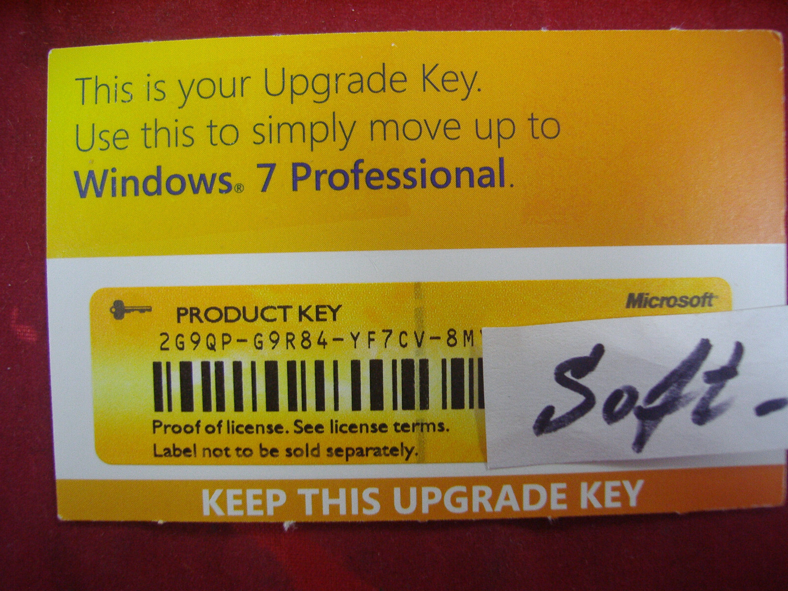 Microsoft Windows 7 Home Premium to Professional Anytime Upgrade 32/64 bit vers.