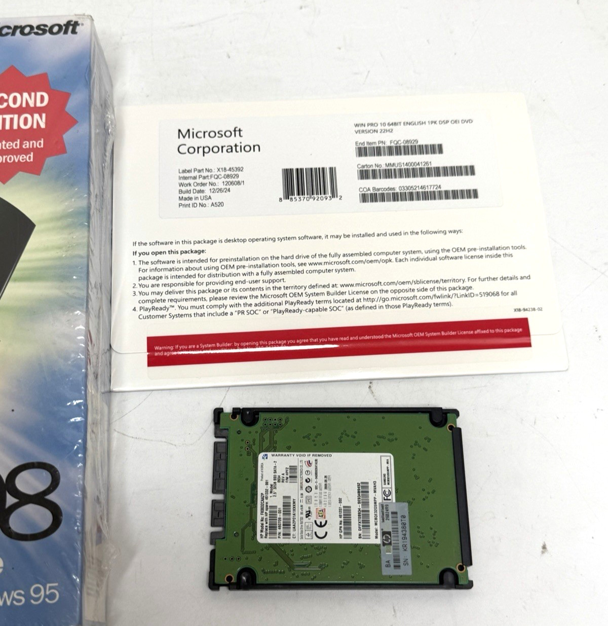 Microsoft Windows 98 Second Edition Upgrade Original + Win 10 Pro Factory Sealed