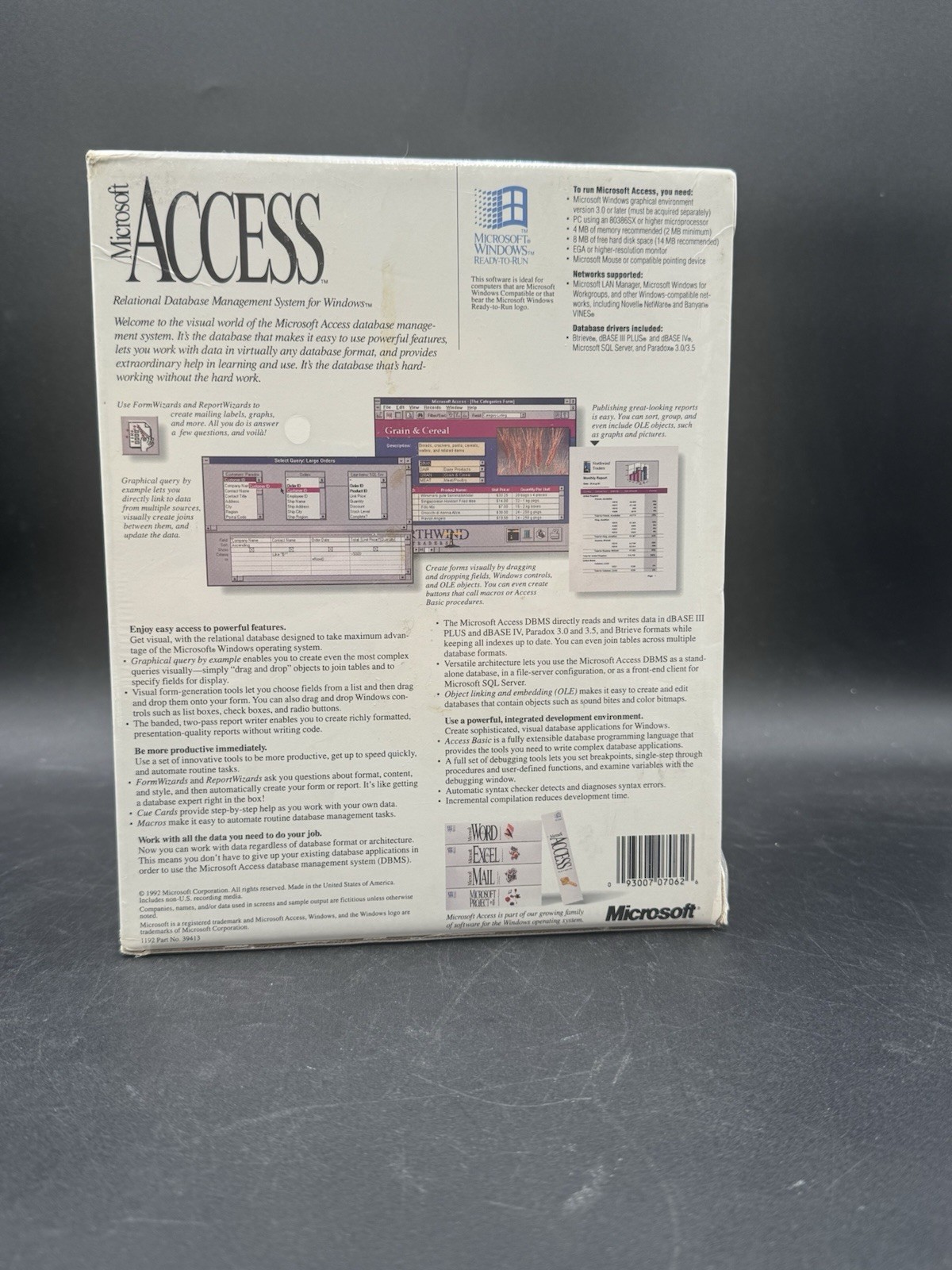 Vintage Microsoft Access Windows Database Software Sealed Retail Box 3.5” Disks
