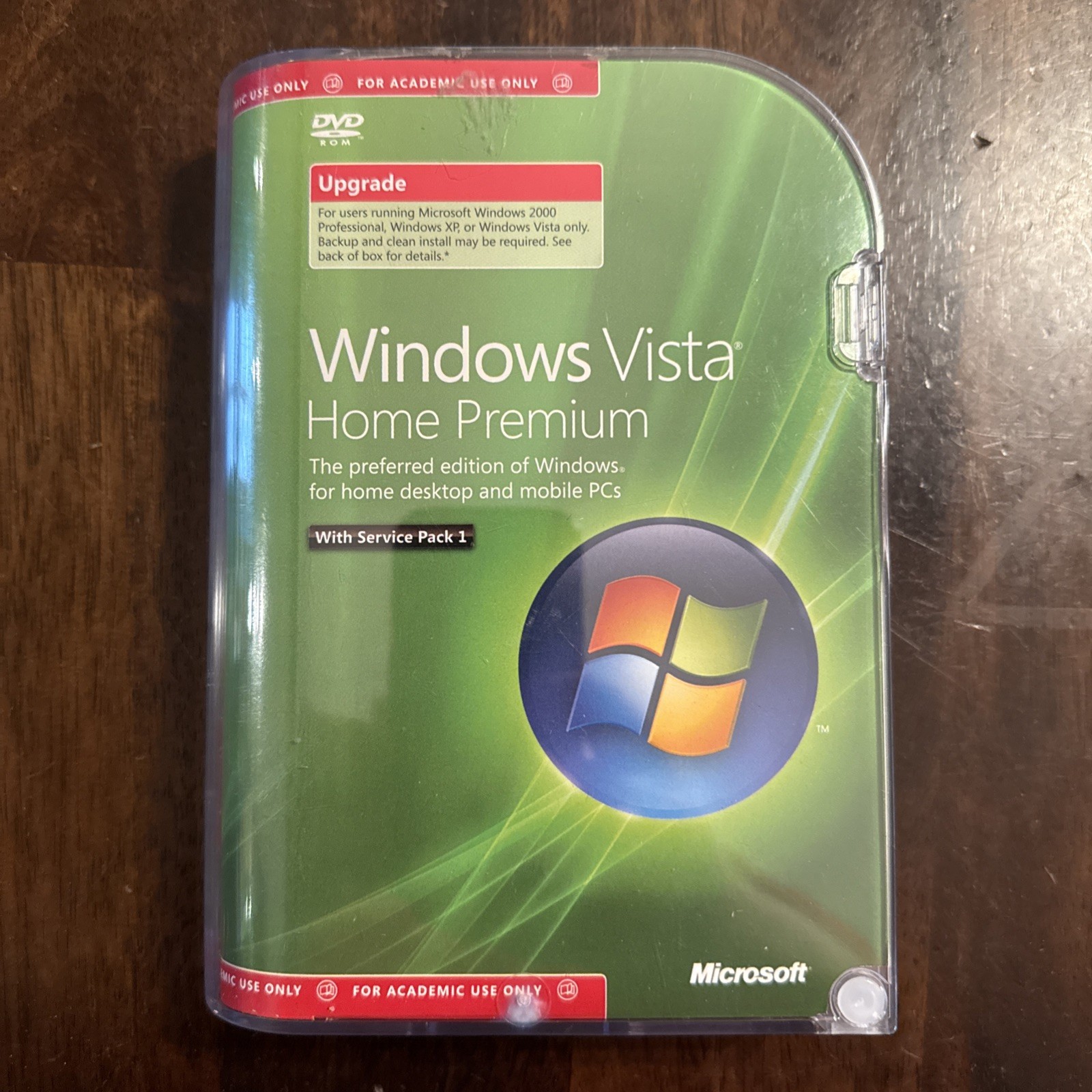 Windows Vista Home Premium 32 bit -Upgrade SP1 – Academic Ed – COMPLETE Case/Key