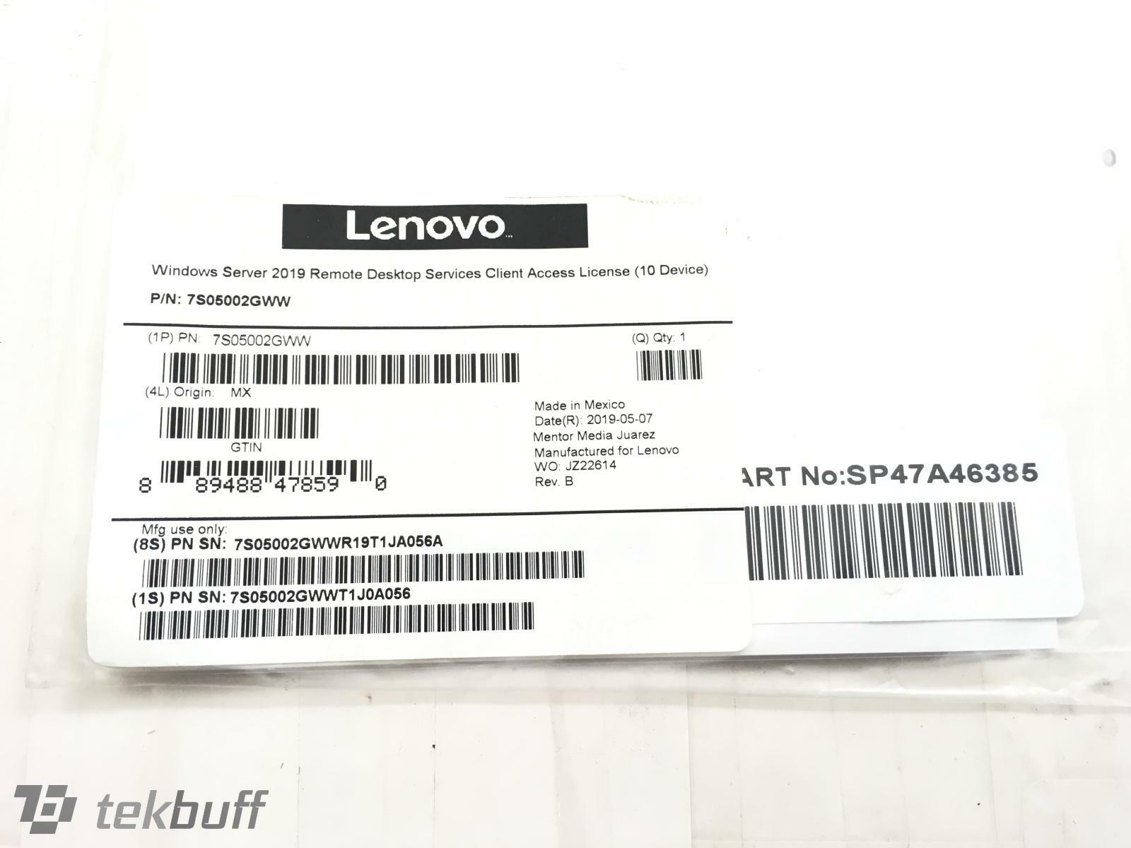 ✅ Lenovo Microsoft Server 2019 Remote Desktop License – 10 CALs – 7S05002GWW