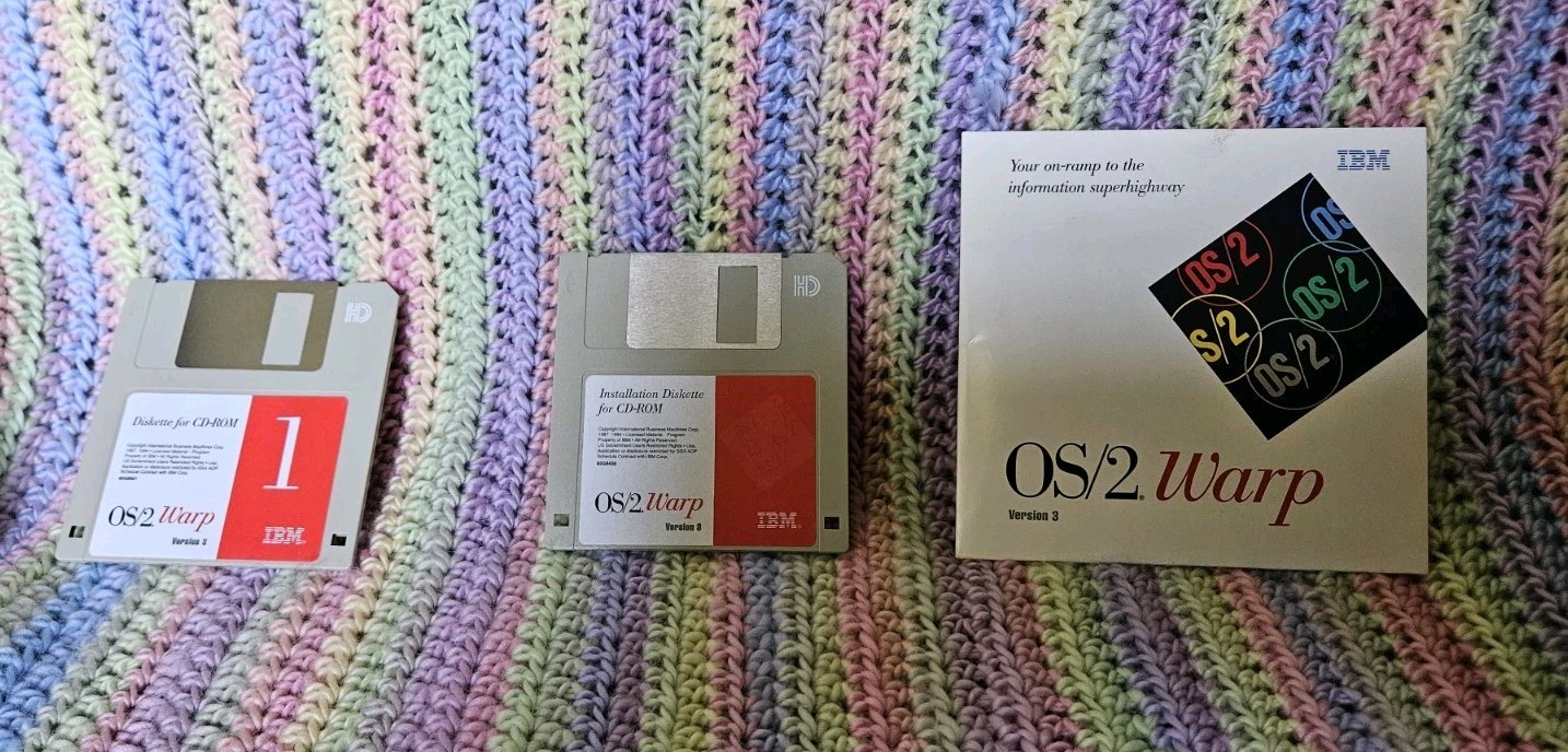 Vintage IBM OS/2 Warp v3 Red Spine Box CD-ROM Edition with Boot Floppies Manuals