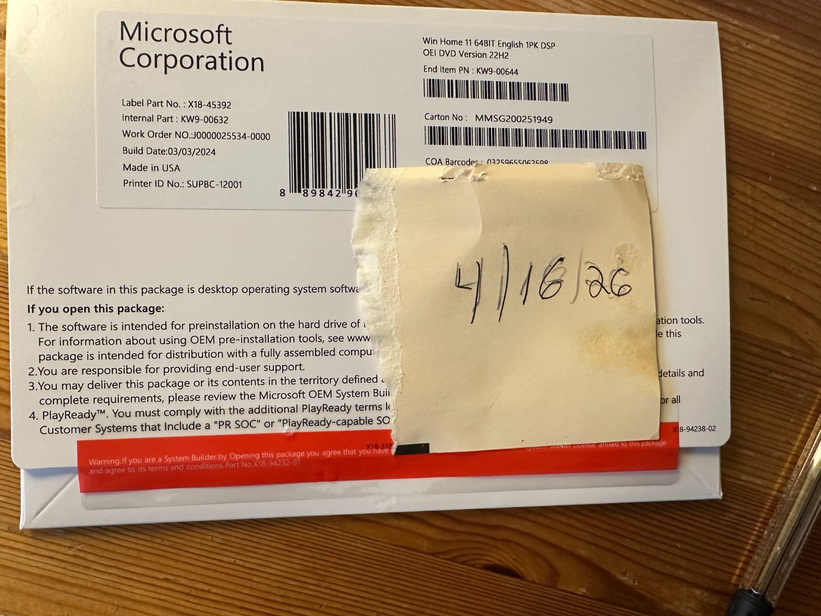 Windows 11 Home 64-bit – Genuine OEI DVD & COA – System Builder Pack