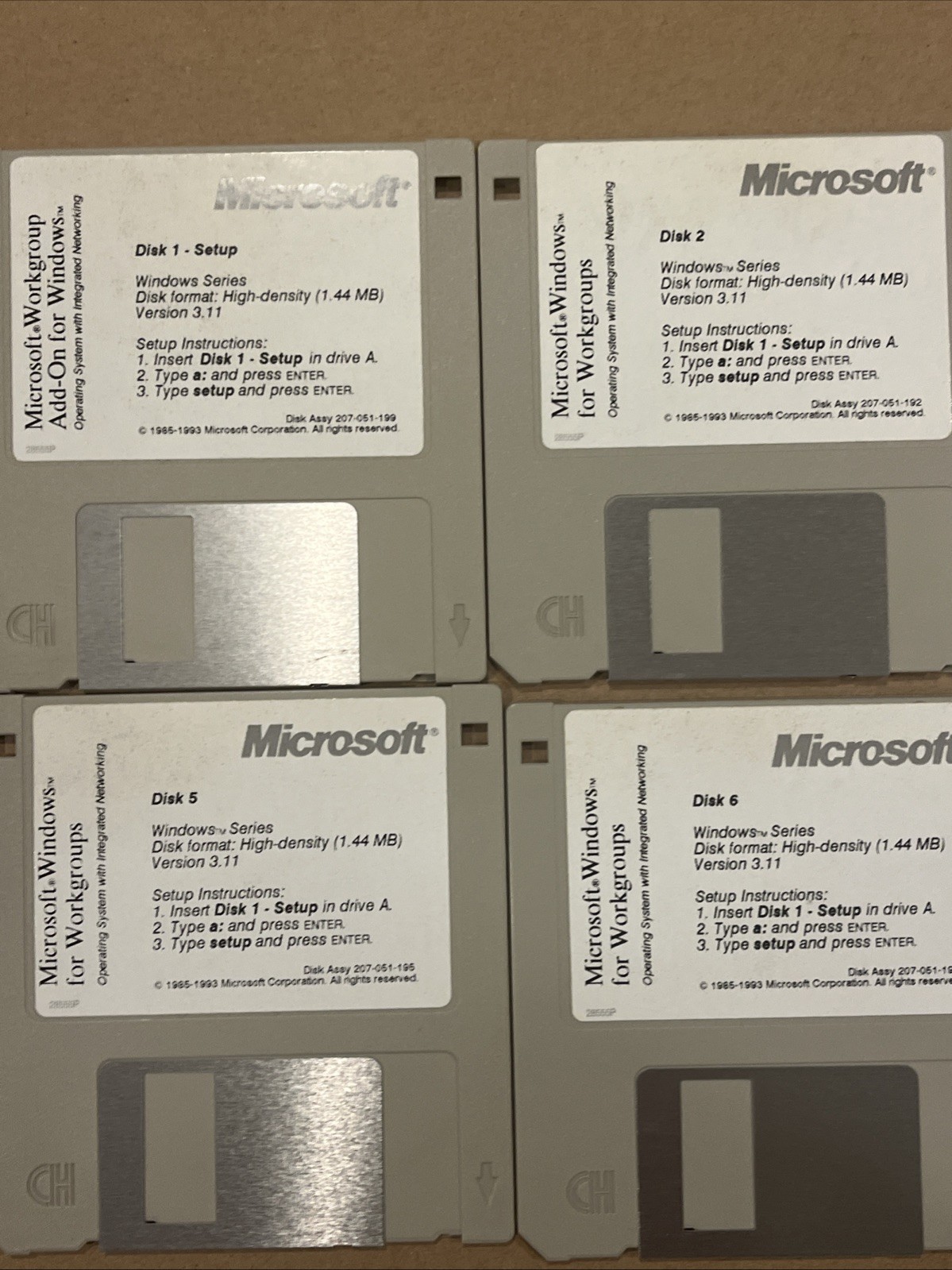Microsoft Windows for Workgroups v3.11 8 Floppy Disks 1993