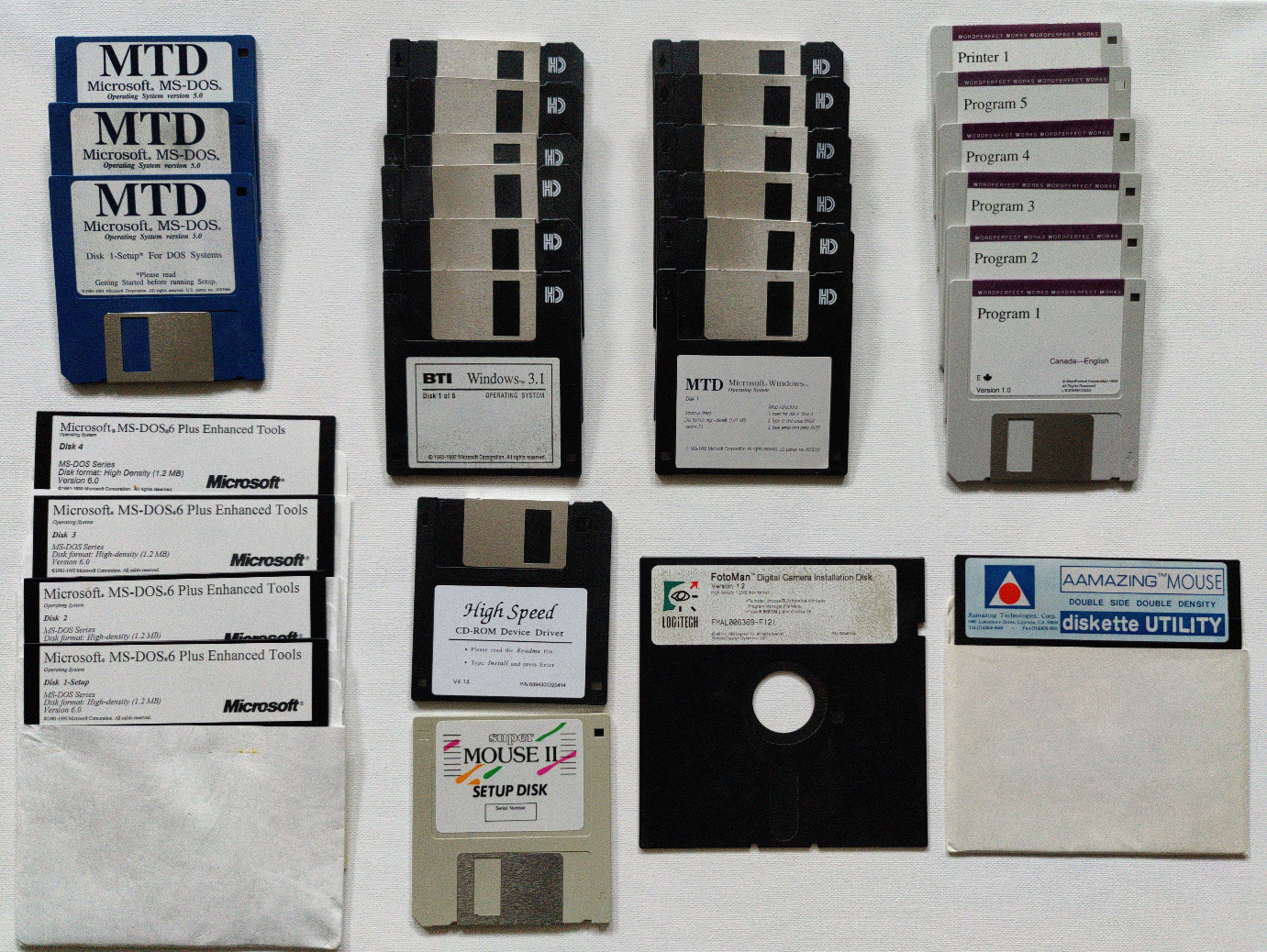 Floppy Disk Lot MS-DOS 5 5.0 6 6.0 Windows 3.1 WordPerfect Drivers Installation