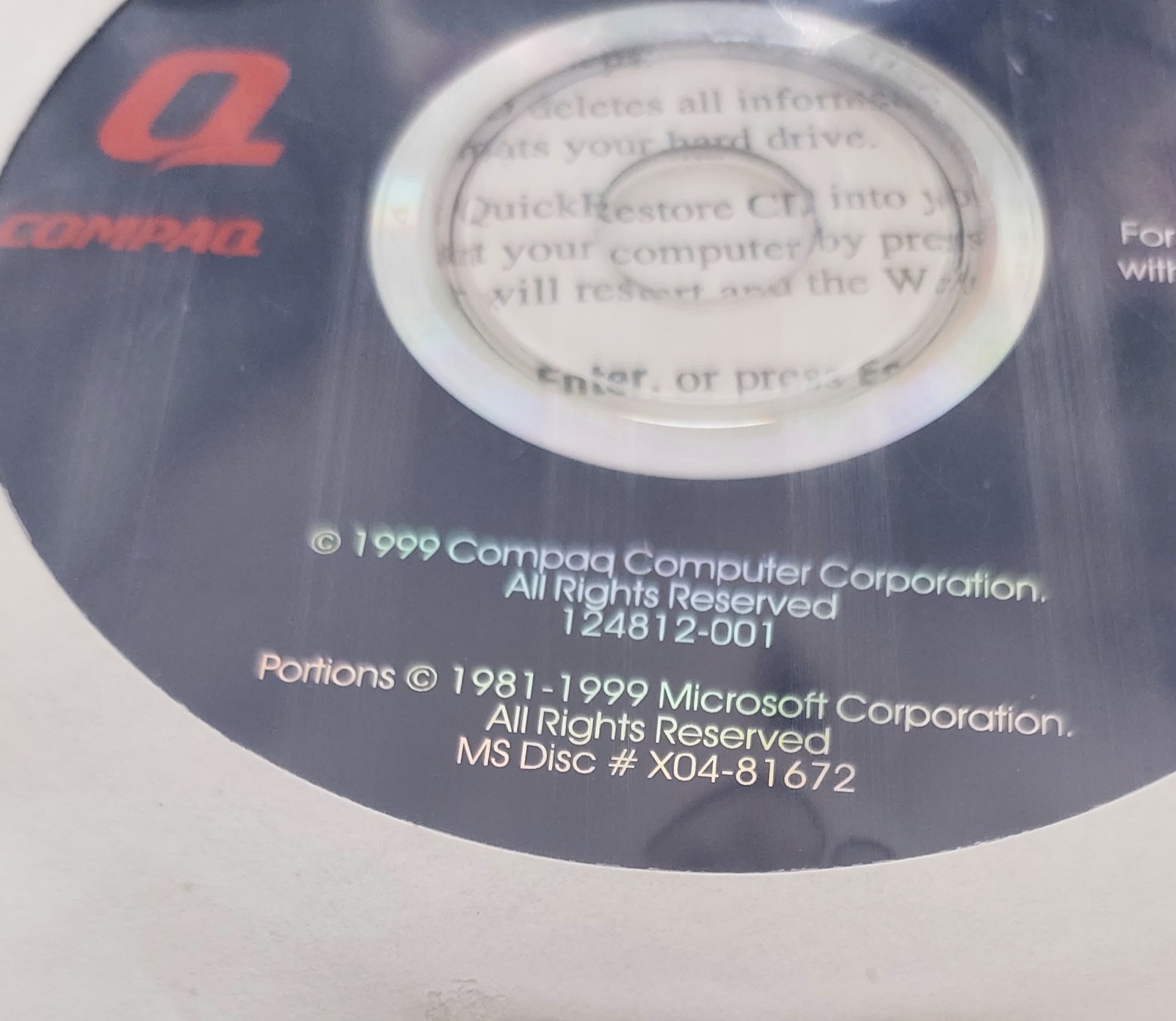 Compaq Quick Restore Disc 1999 Presario 5340 5345 Never Opened