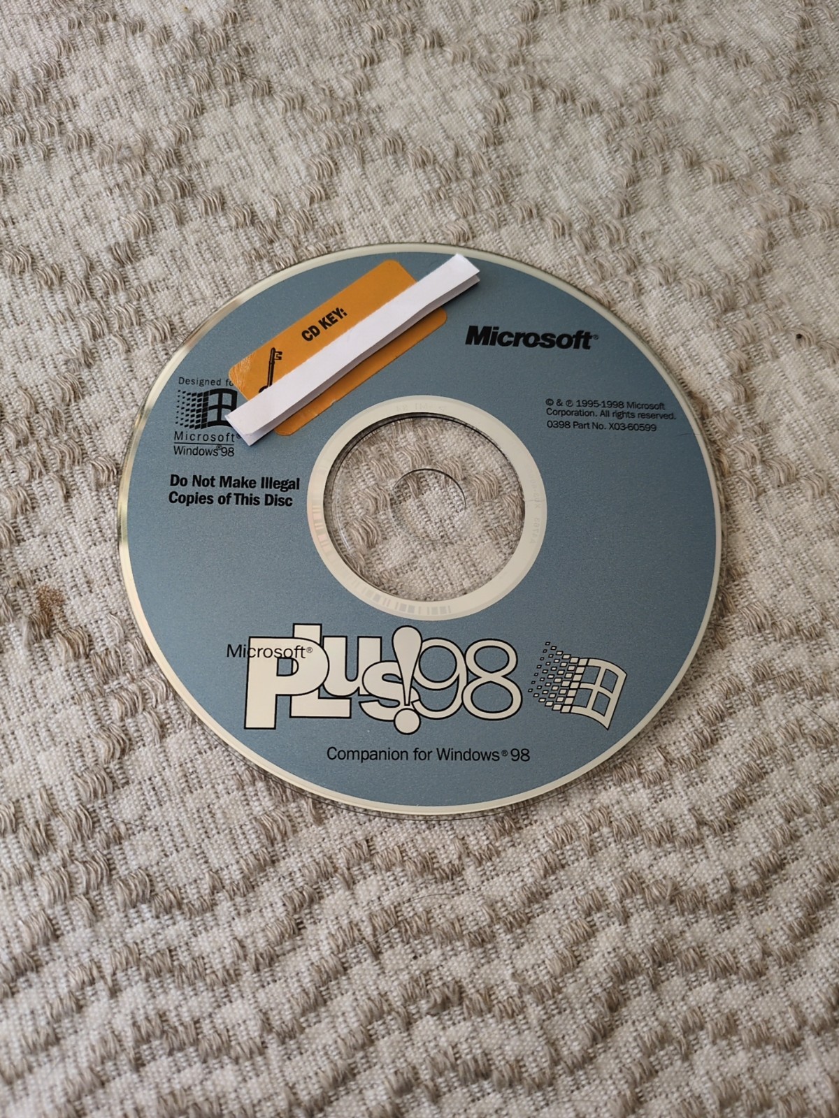 Microsoft Plus! 98 Companion For Windows 98 CD Disc + CD Product Key Disc Only