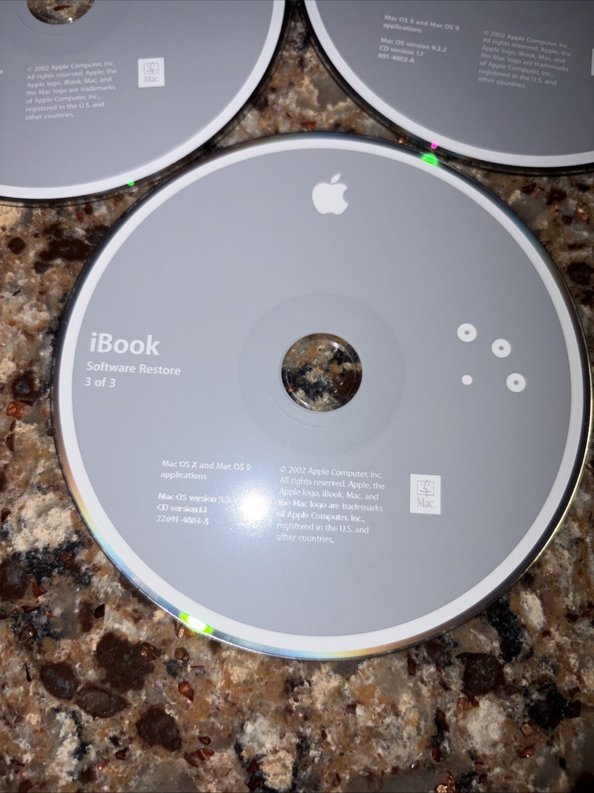 IBook Mac OS X Install Discs One And Two, Software Restore One, Two And Three