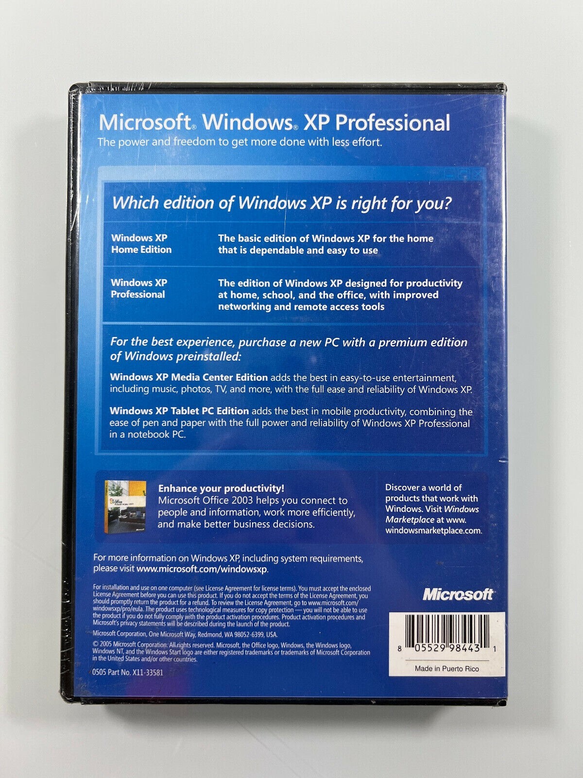 WINDOWS XP PROFESSIONAL UPGRADE E885-03196 -SEALED-