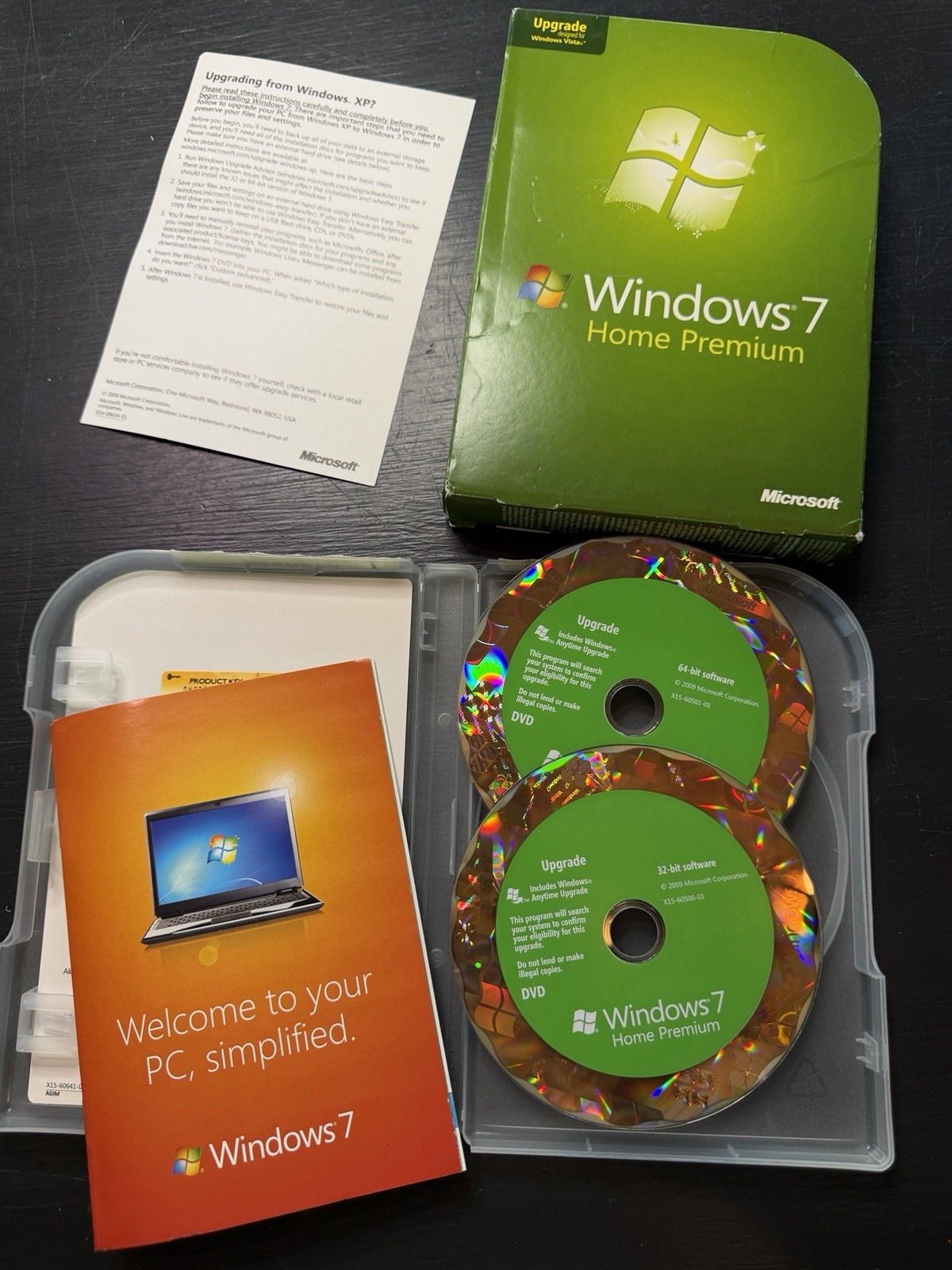Microsoft Windows 7 Home Premium Upgrade (32 & 64 Bit Discs Included) With Key
