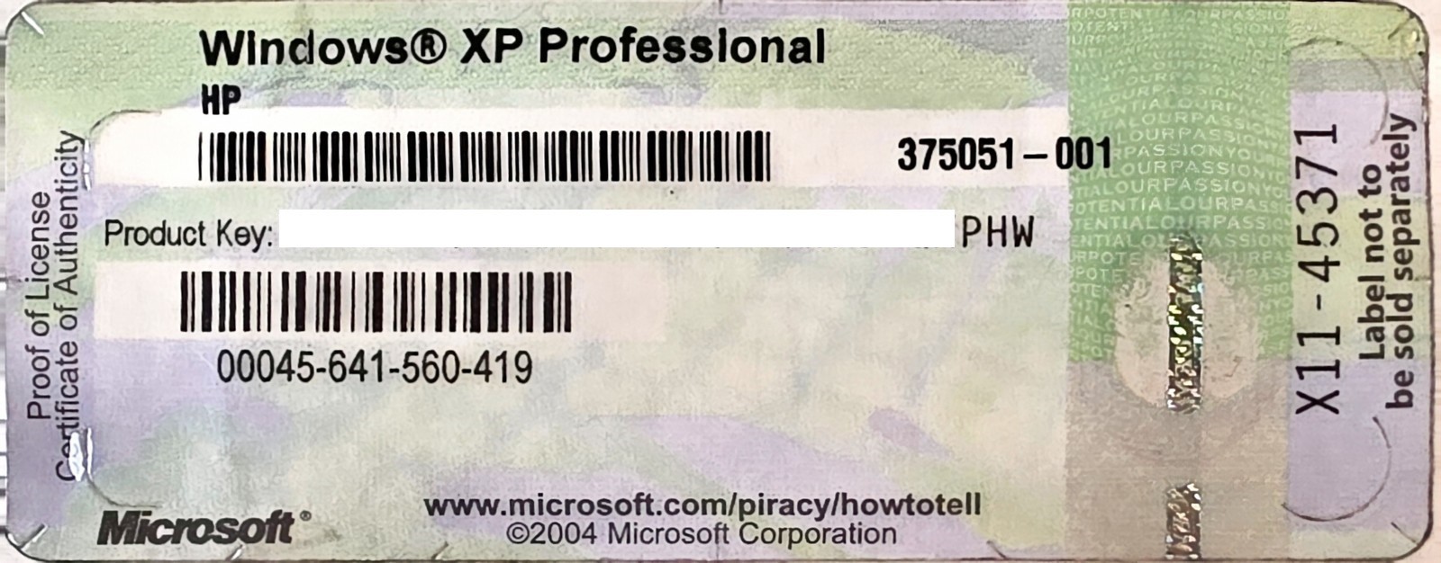 HP Compaq Windows XP Professional SP2 Service Pack 2 NEW w/ Product Code – PHW