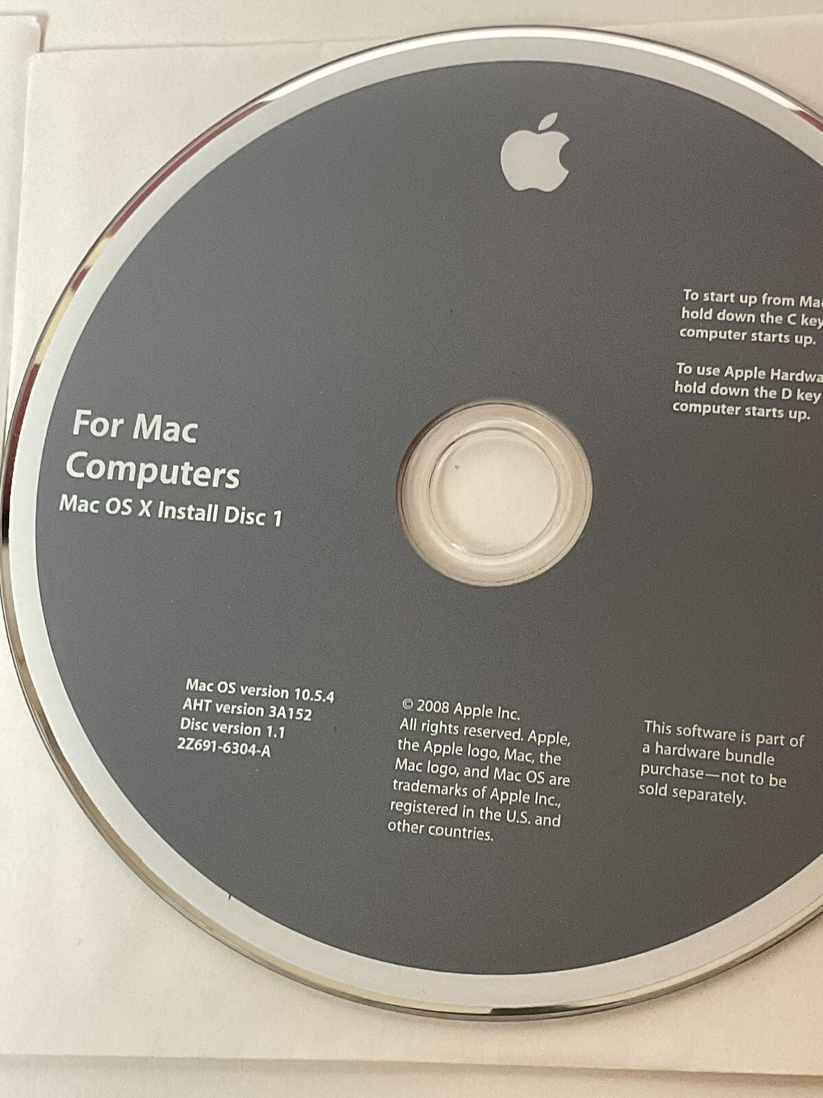 Macintosh OS X Install Disc 1 & 2 Version 10.5.4 OEM