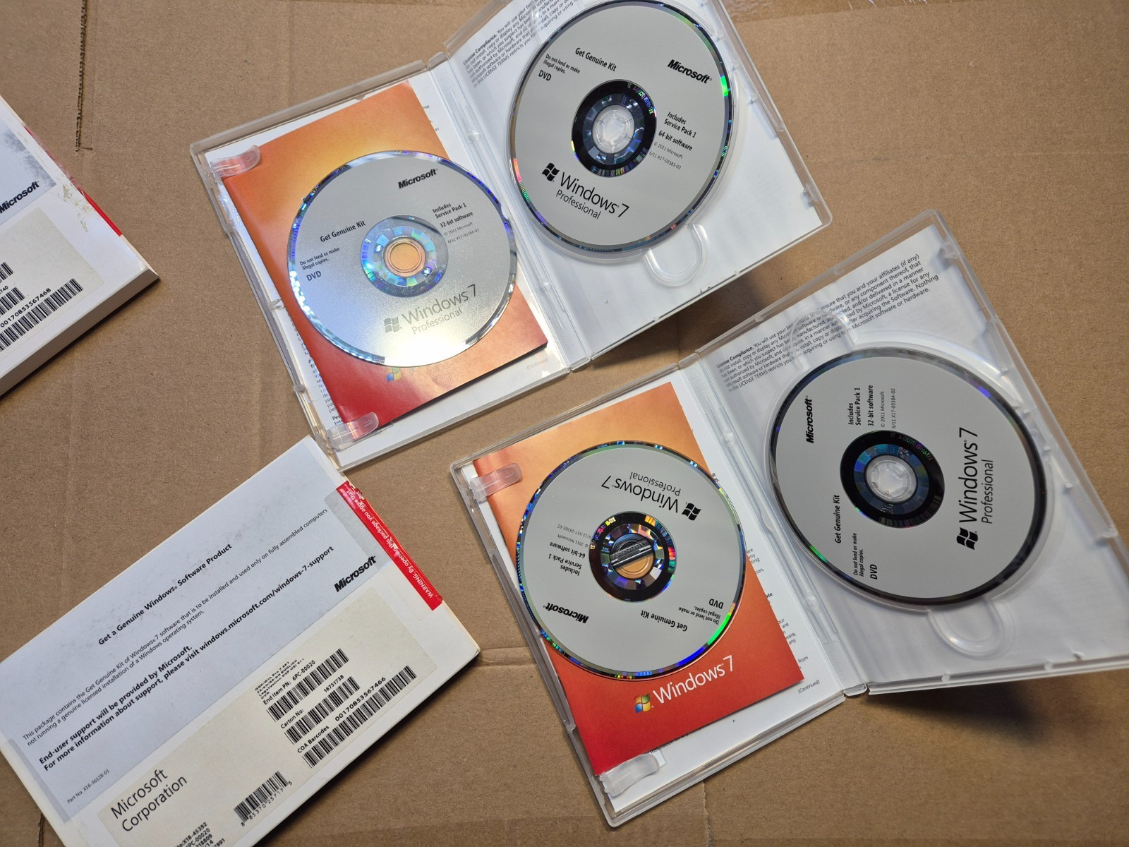 2 pcs Windows 7 Professional 32/64 Bit Full Version for Windows NO CD KEY
