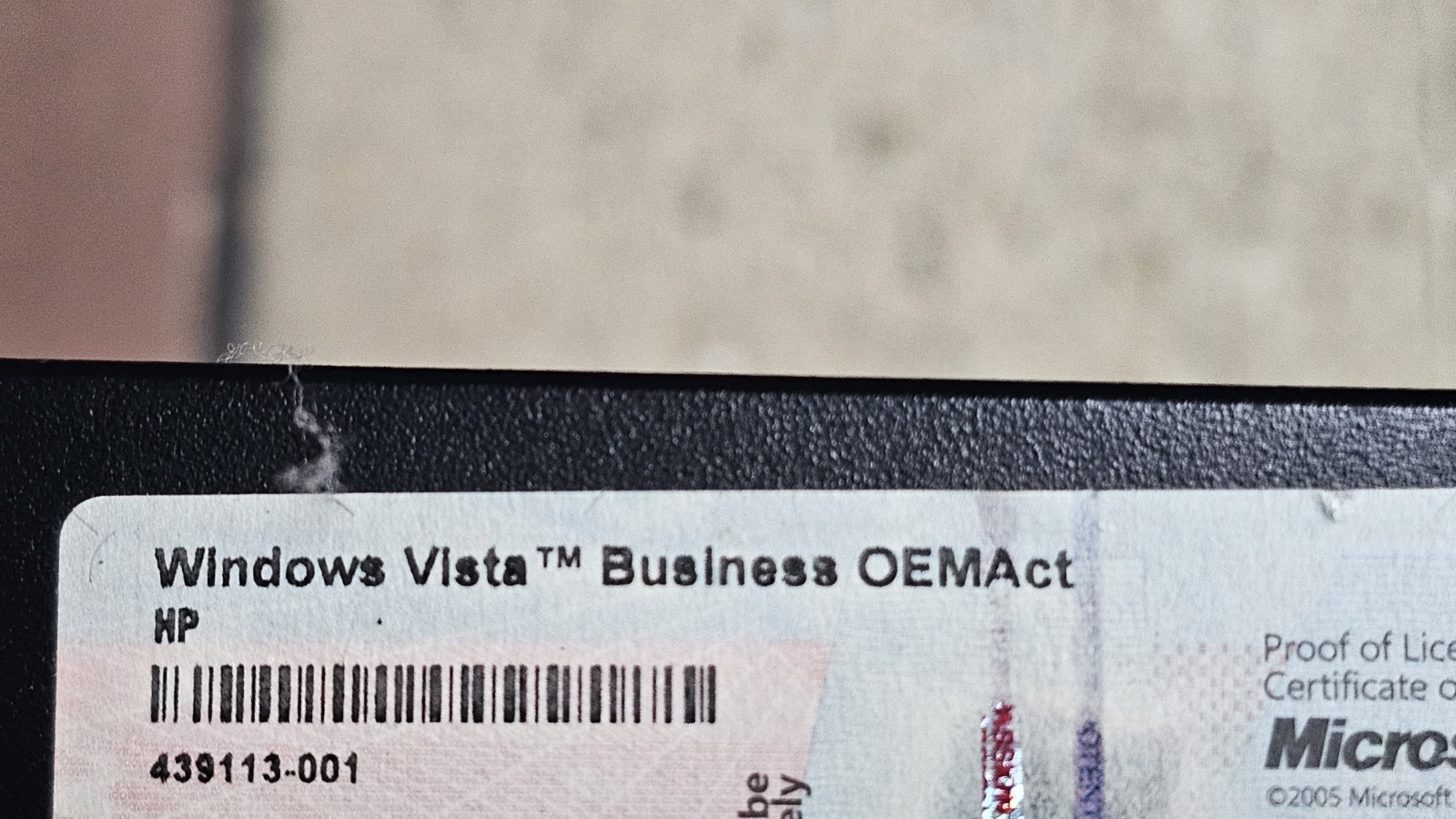 HP DC7800 Case With Windows Vista Business Product Key COA Read