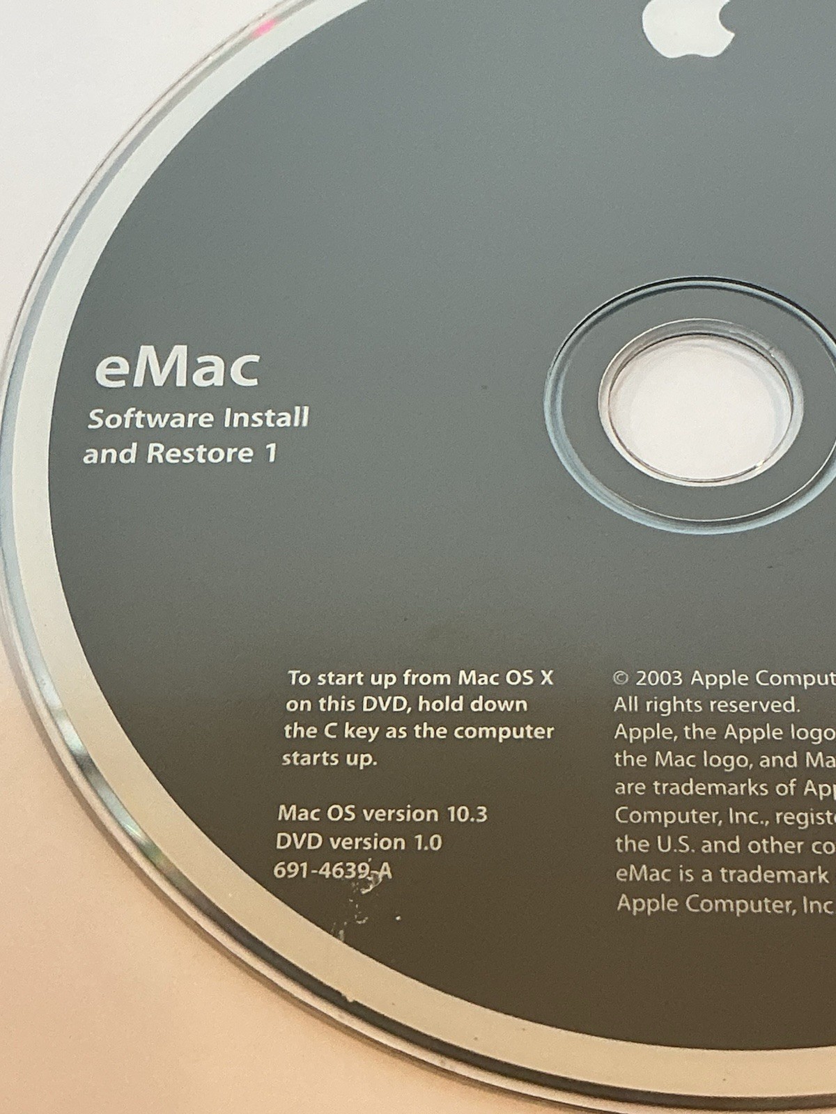 Apple eMac OS X 10.3 And Software & Restore & Applications CD