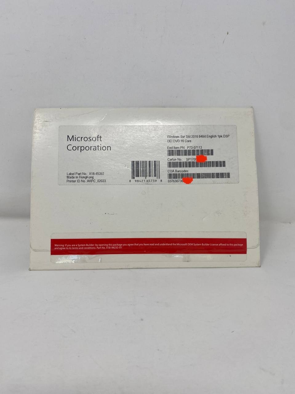 Microsoft Windows Server 2016 Standard x64 DVD 16-Cores + PRODUCT LICENSE KEY HD