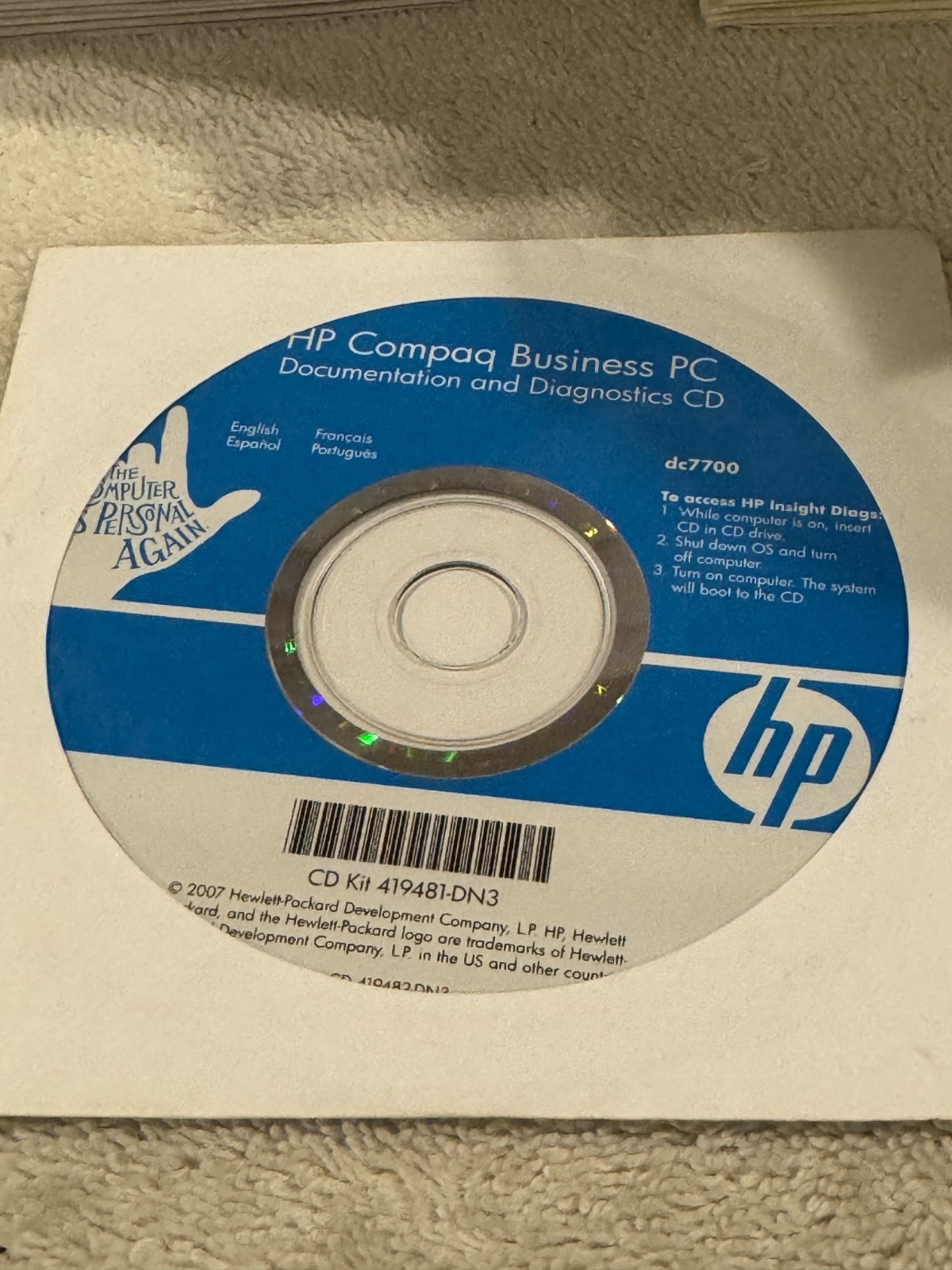 HP Compaq Business PC Documentation and Diagnostics CD dc7700 – VERY GOOD CONDIT