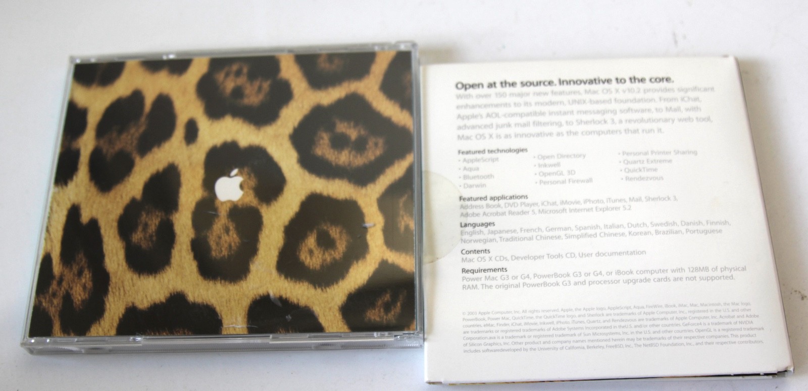 Apple Mac OS X 10.2.3 Jaguar Install Discs Developer Tools