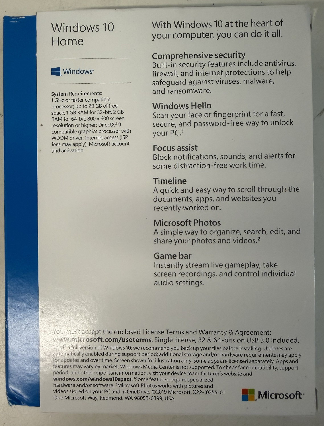 Microsoft Windows 10 Home Retail Box Full USB Flash Drive with Product Key