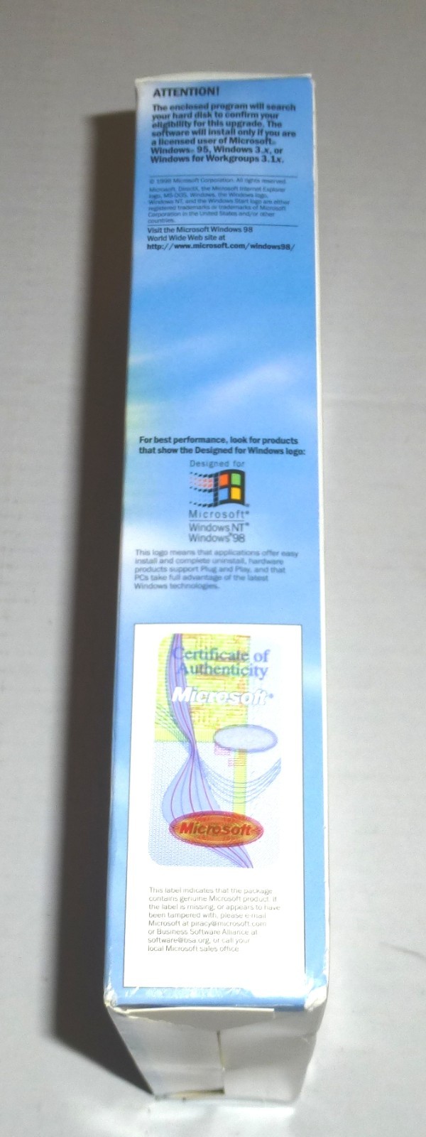 Vintage Microsoft Windows 98 Upgrade CD-Rom with Product Key Retail Box