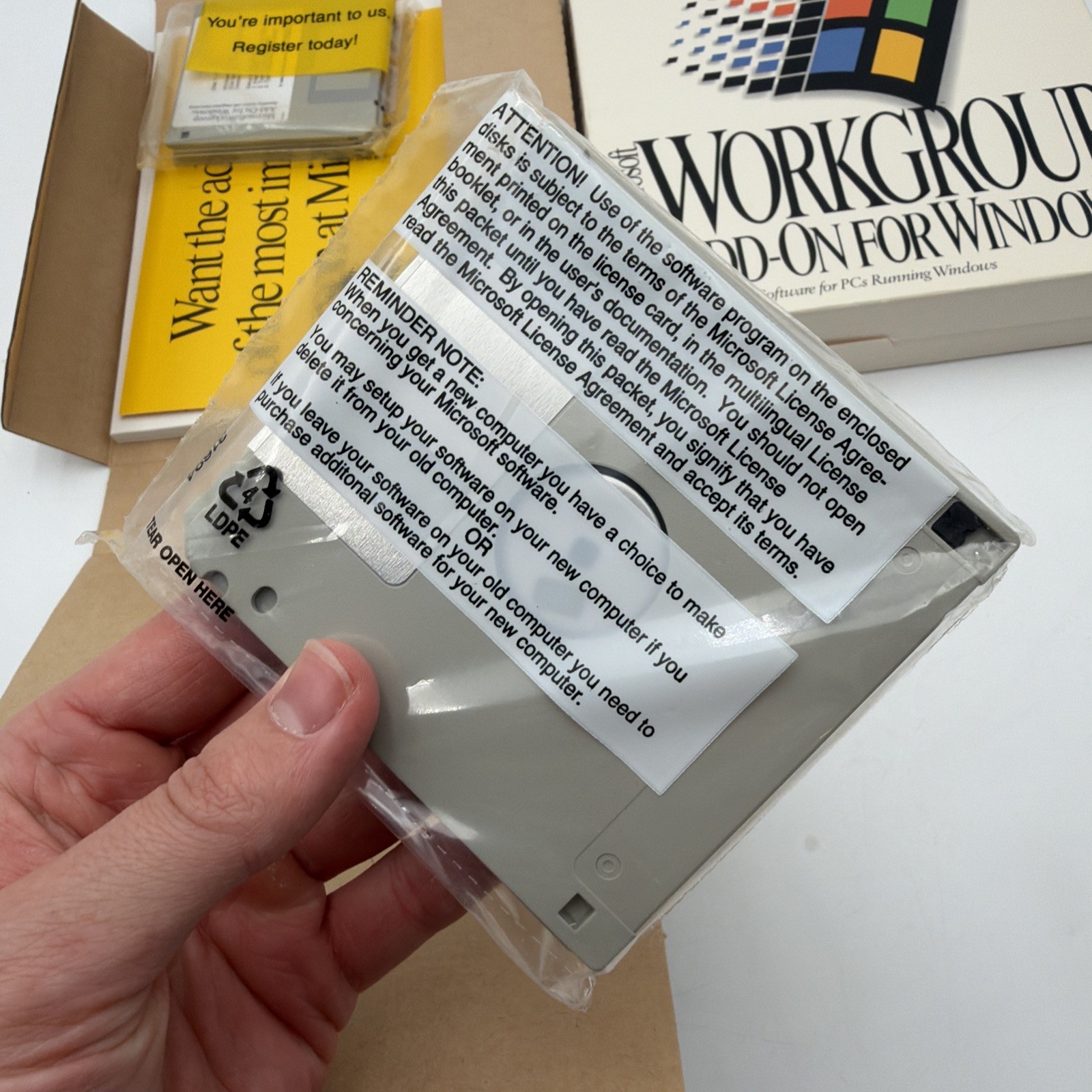Microsoft Workgroup Add-On Version 3.11 With Papers & 8 NEW Floppy Disks