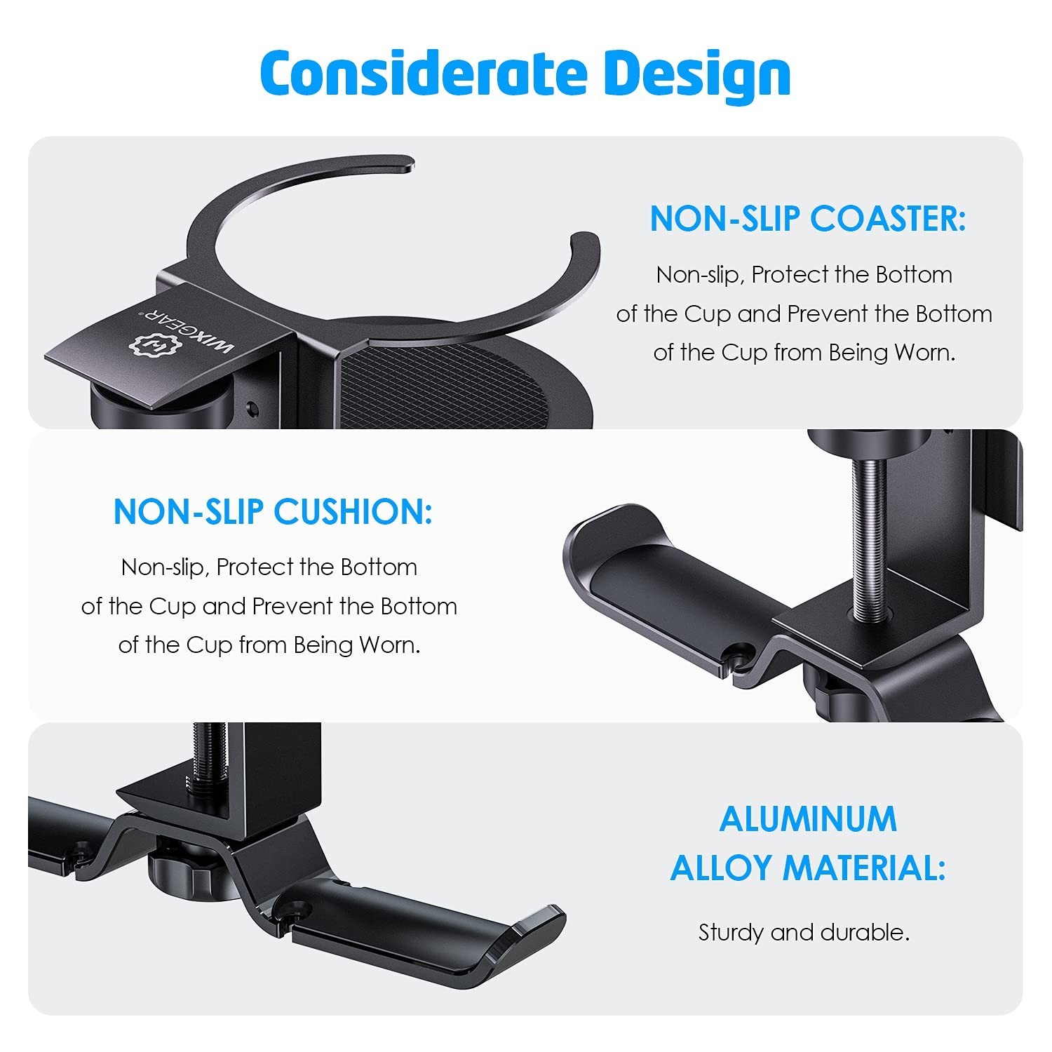 WixGear Headphone Stand, 2 in 1 PC Gaming Headset Stand Cup Holder, with Cabl…