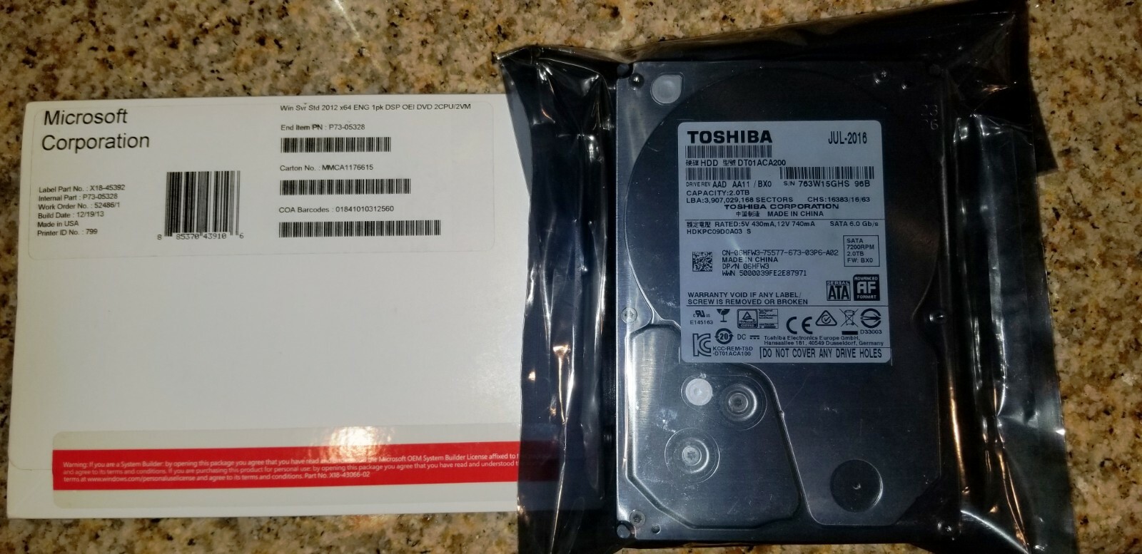 Microsoft Windows Server Standard 2012 x64,2CPU/2VM,SKU P73-05328,Sealed Package