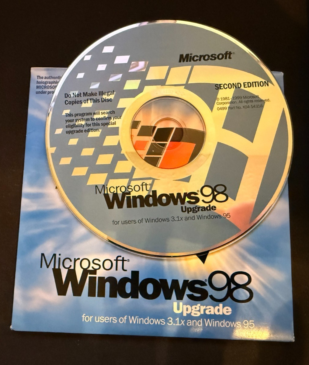 Microsoft Windows 98 Upgrade Second Edition Operating System CD-ROM Product Code