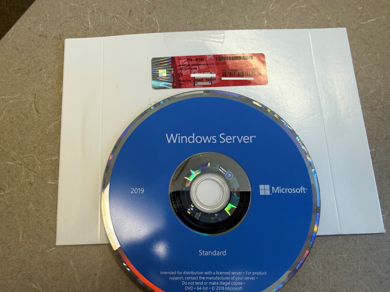Windows Server 2019 Standard 16 Core DVD + Key (Sealed) New