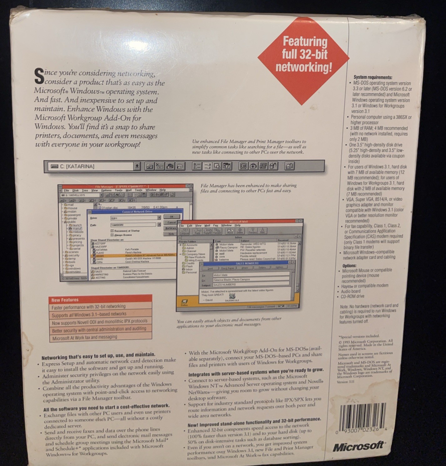 Microsoft Windows For Workgroups Operating System Version 3.11 Factory Sealed